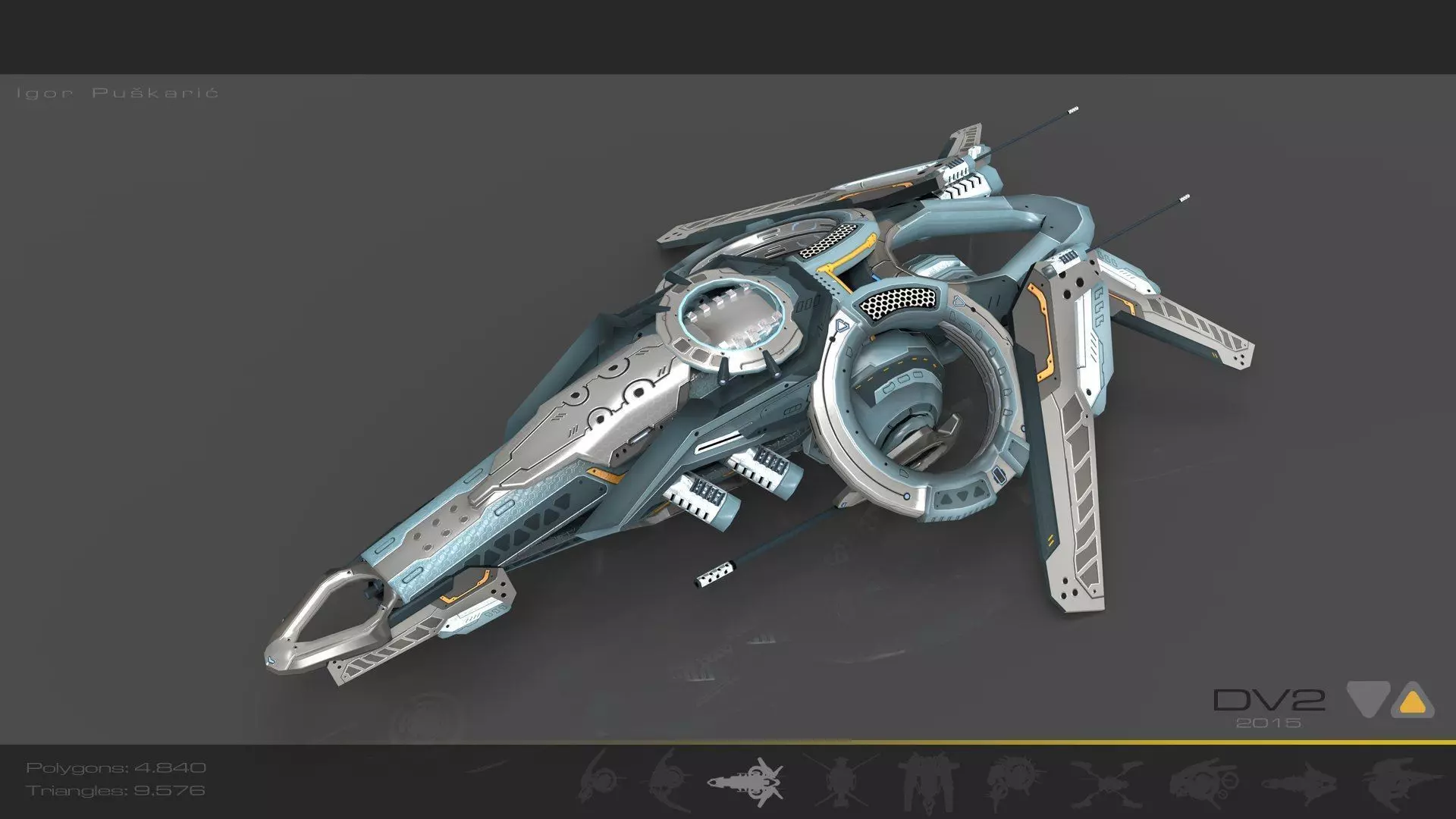 Cybertech 10 Drone pack Low-poly 3D model_29