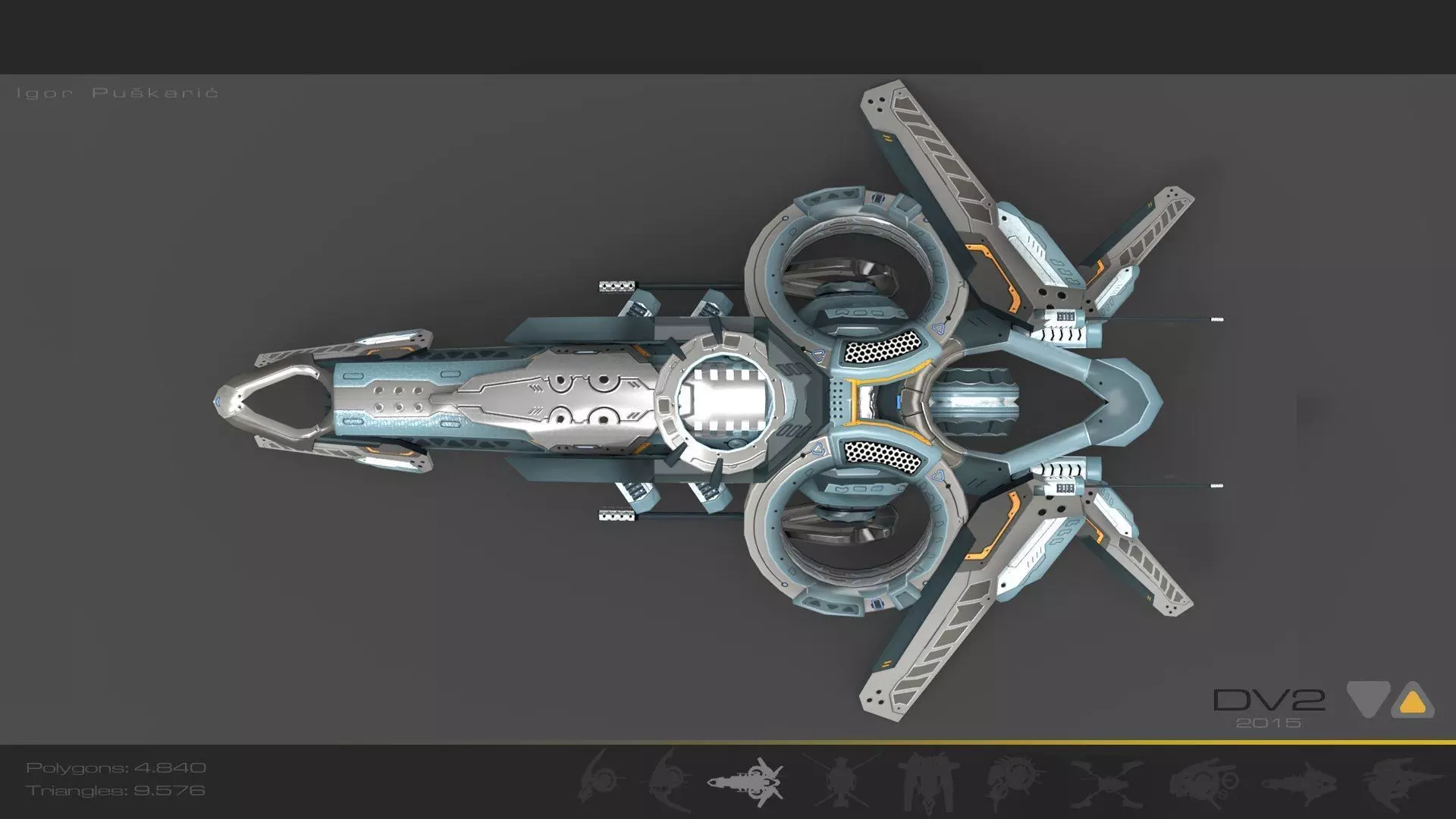 Cybertech 10 Drone pack Low-poly 3D model_6