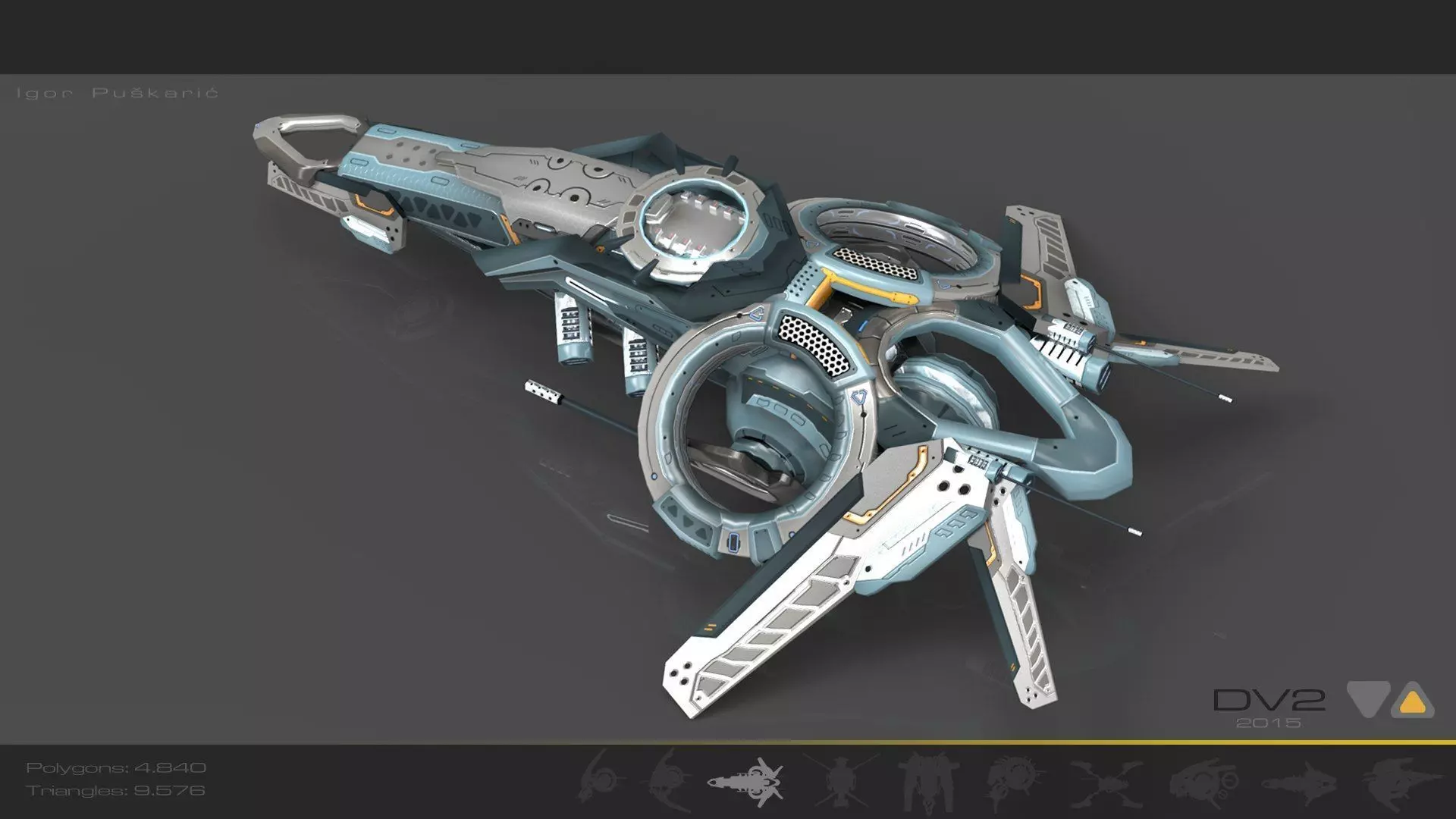 Cybertech 10 Drone pack Low-poly 3D model_5