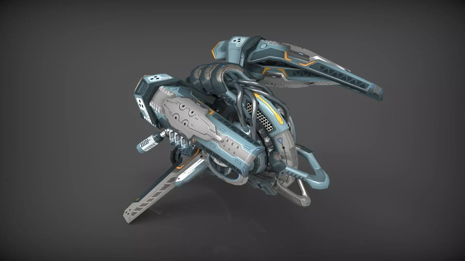 Cybertech 10 Drone pack Low-poly 3D model_20