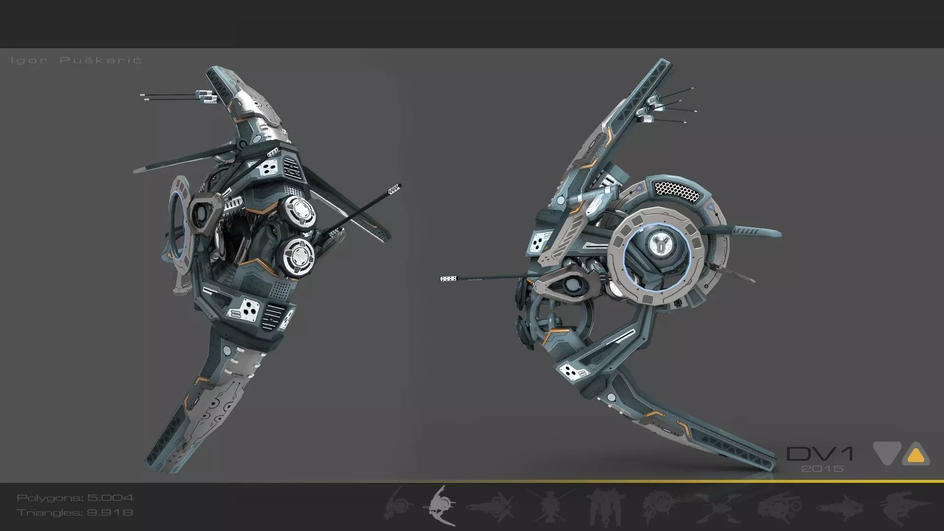 Cybertech 10 Drone pack Low-poly 3D model_28