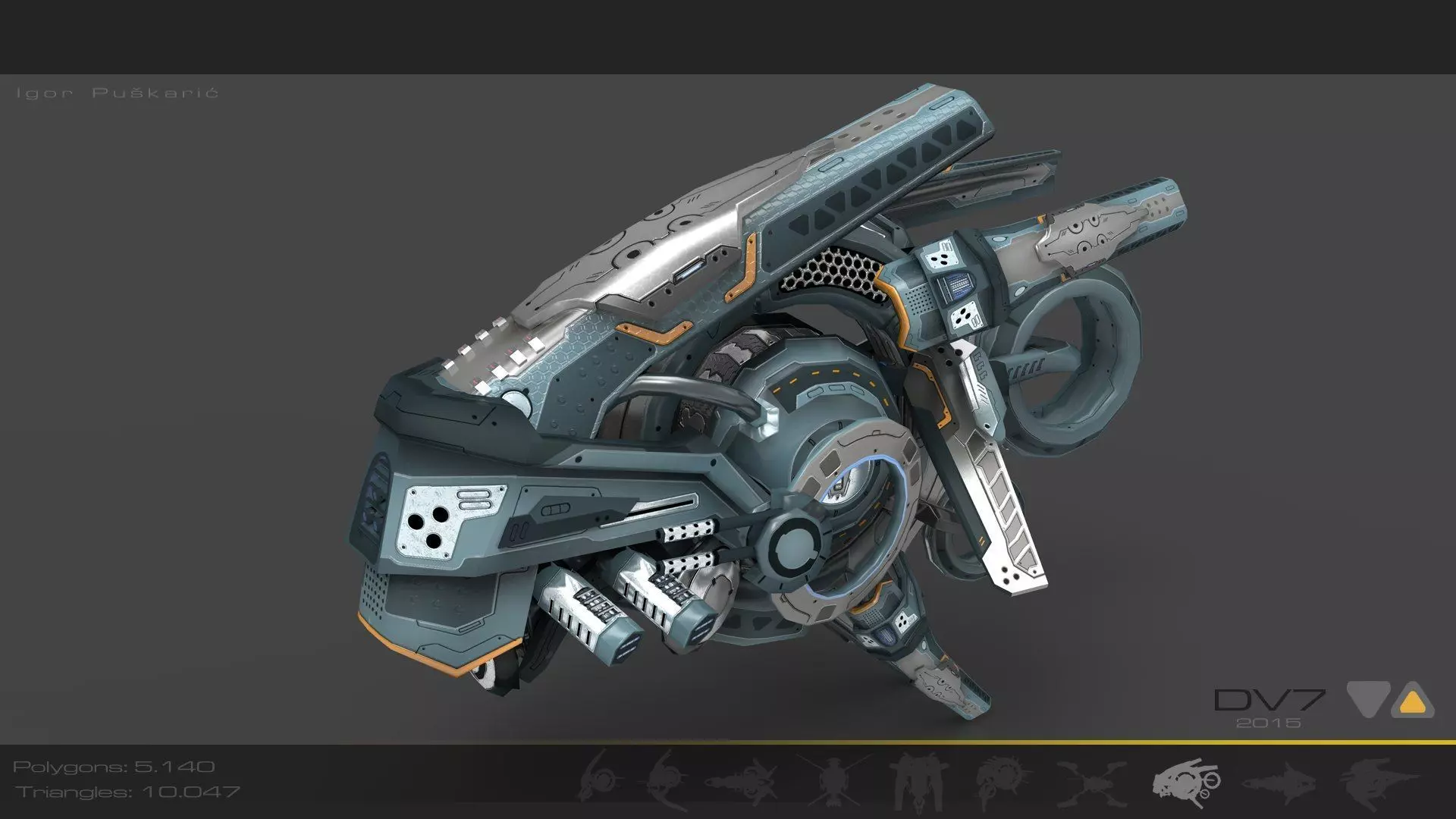 Cybertech 10 Drone pack Low-poly 3D model_21