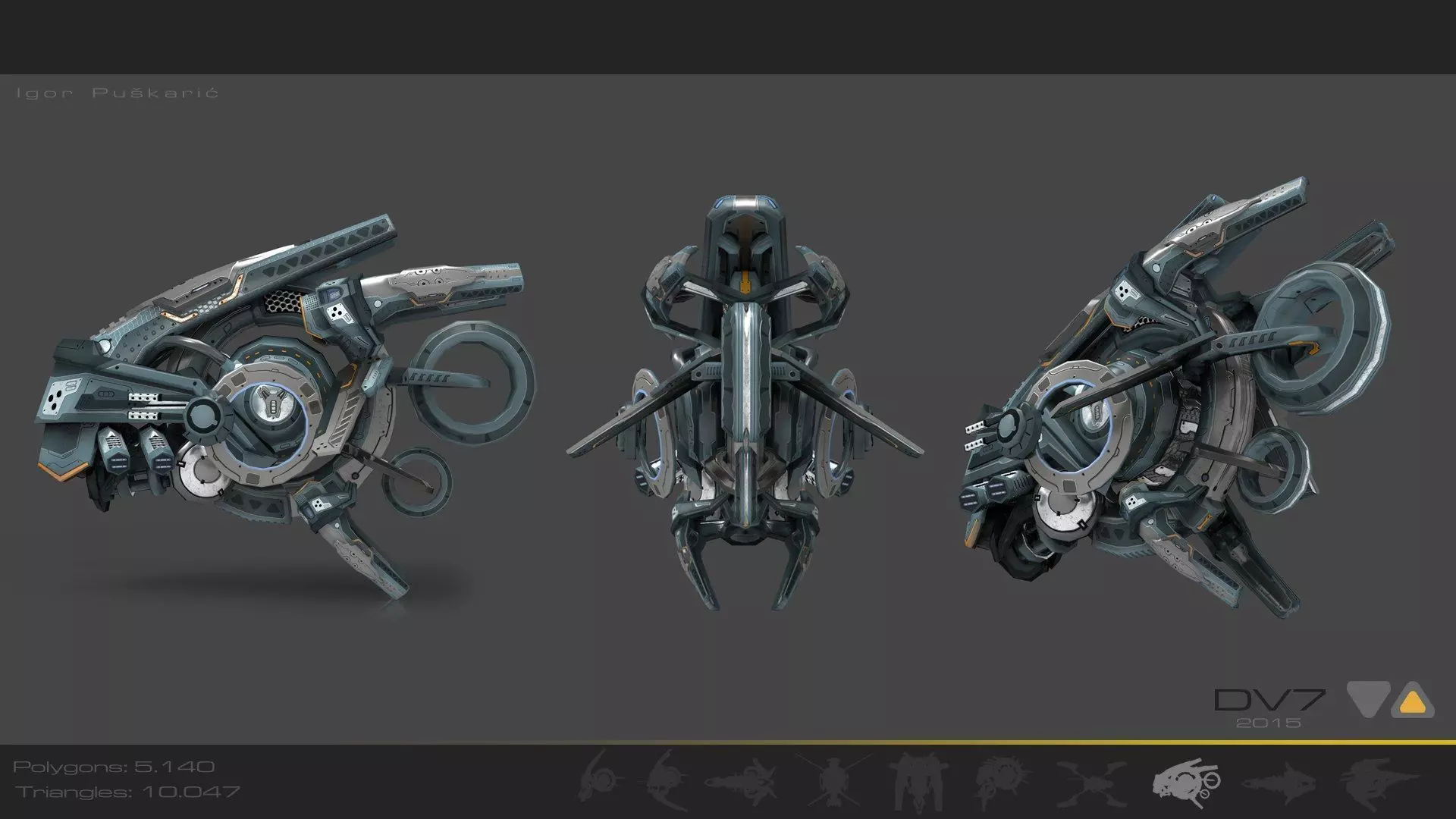 Cybertech 10 Drone pack Low-poly 3D model_25