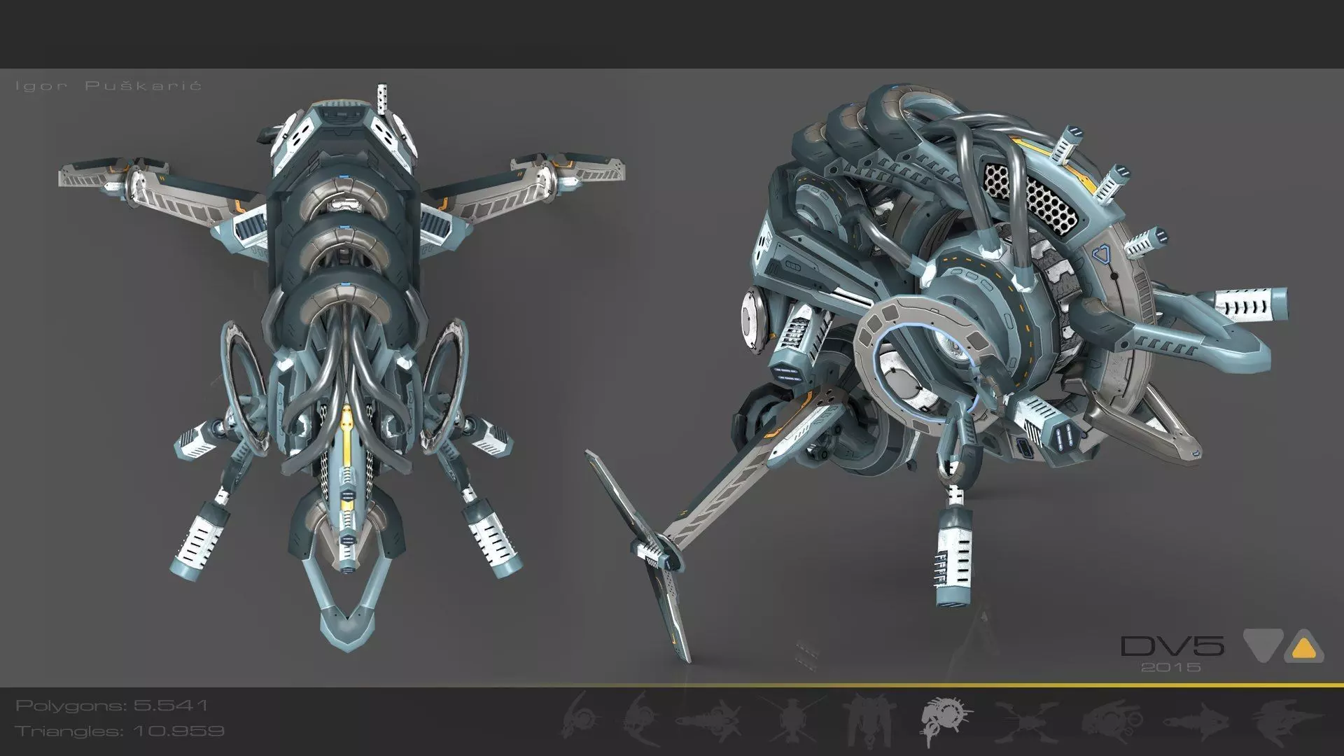 Cybertech 10 Drone pack Low-poly 3D model_30