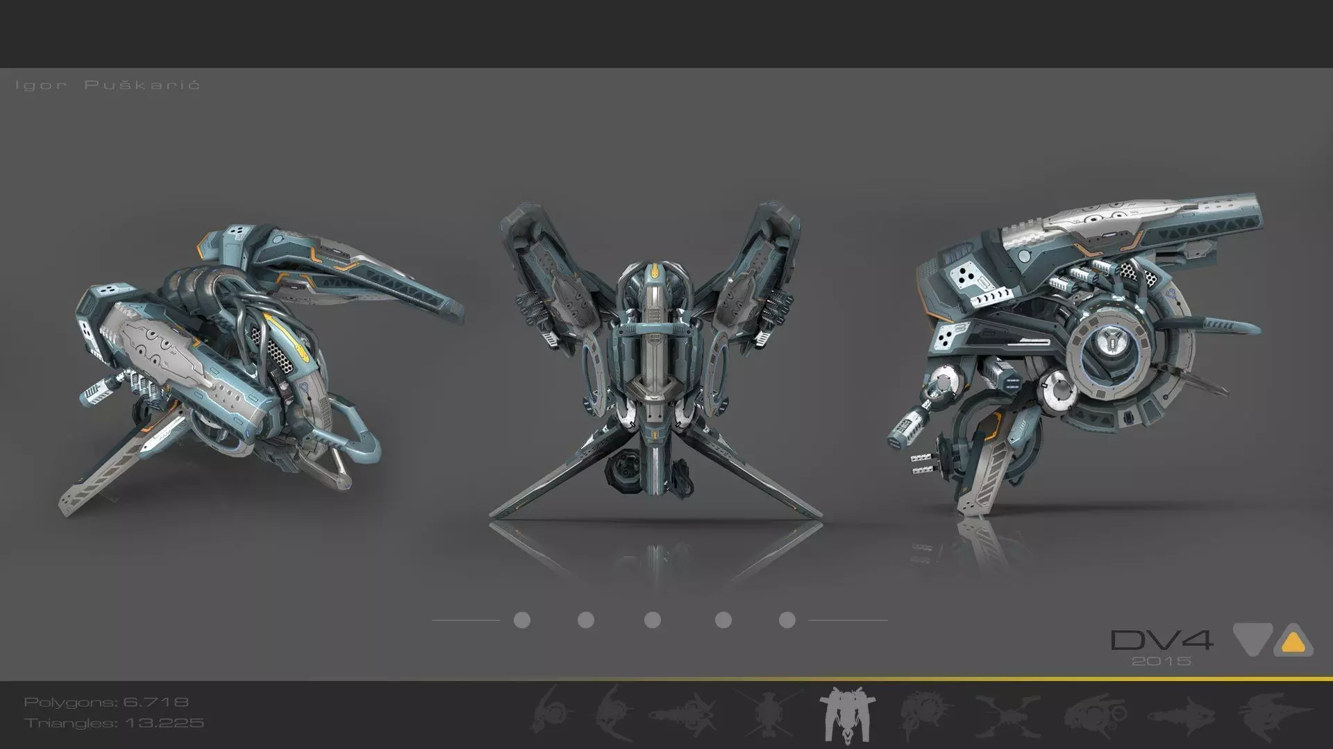 Cybertech 10 Drone pack Low-poly 3D model_49