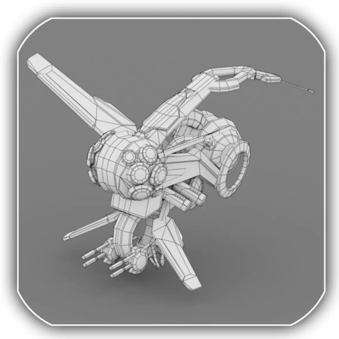 Cybertech 10 Drone pack Low-poly 3D model_13