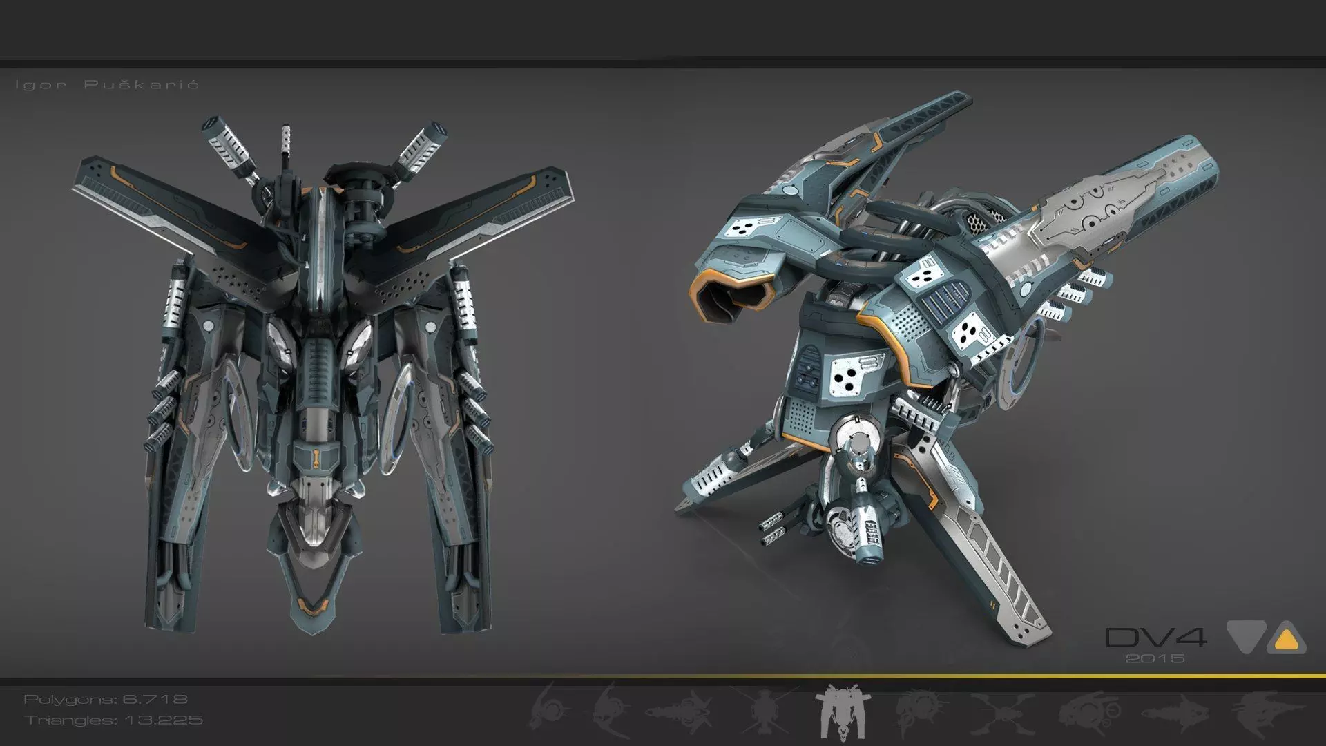 Cybertech 10 Drone pack Low-poly 3D model_46