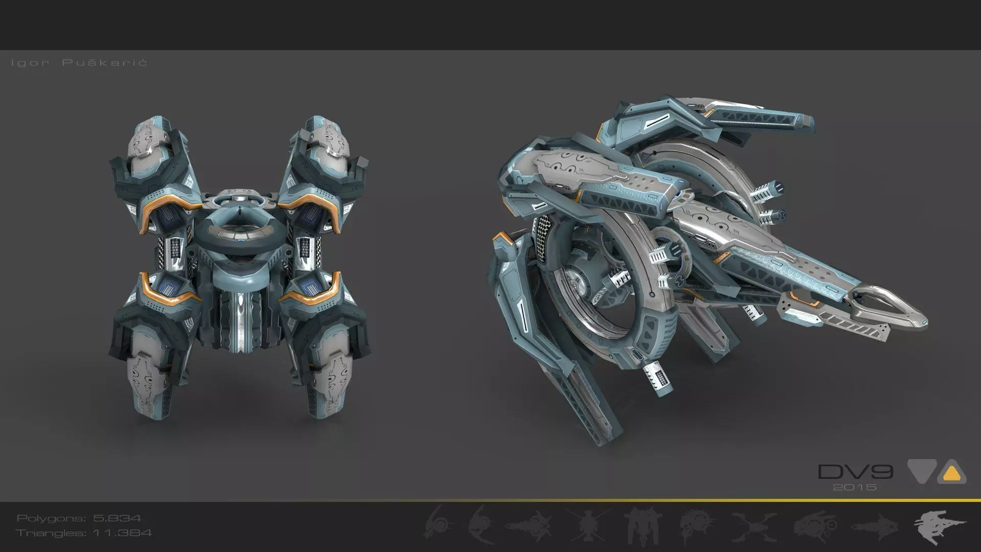 Cybertech 10 Drone pack Low-poly 3D model_33