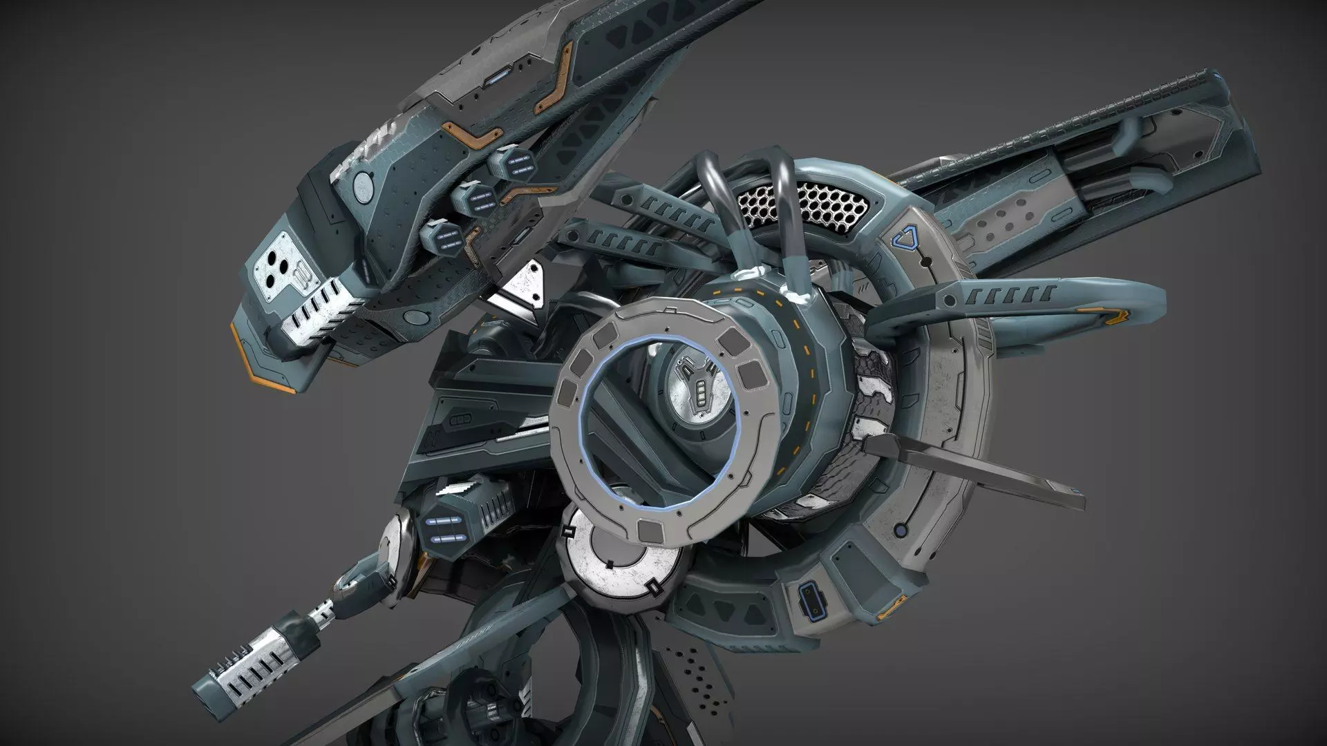 Cybertech 10 Drone pack Low-poly 3D model_7