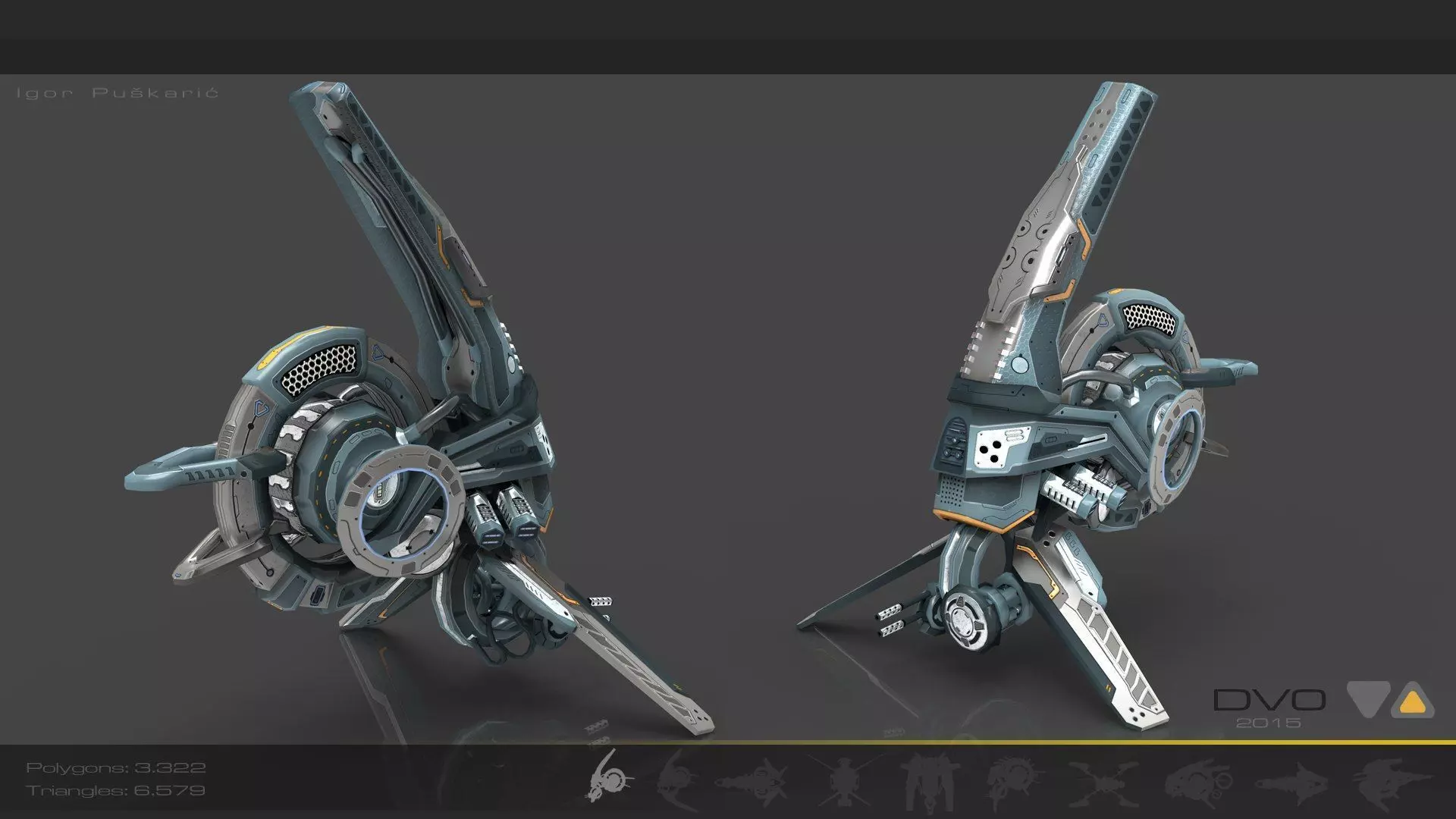 Cybertech 10 Drone pack Low-poly 3D model_2