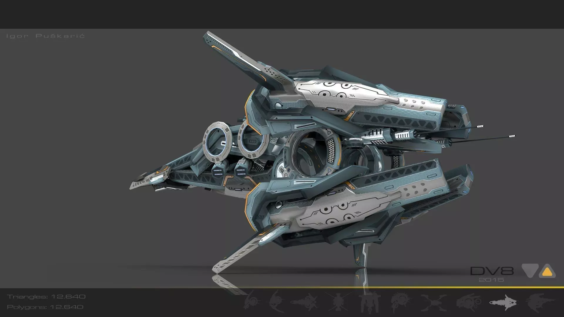 Cybertech 10 Drone pack Low-poly 3D model_27