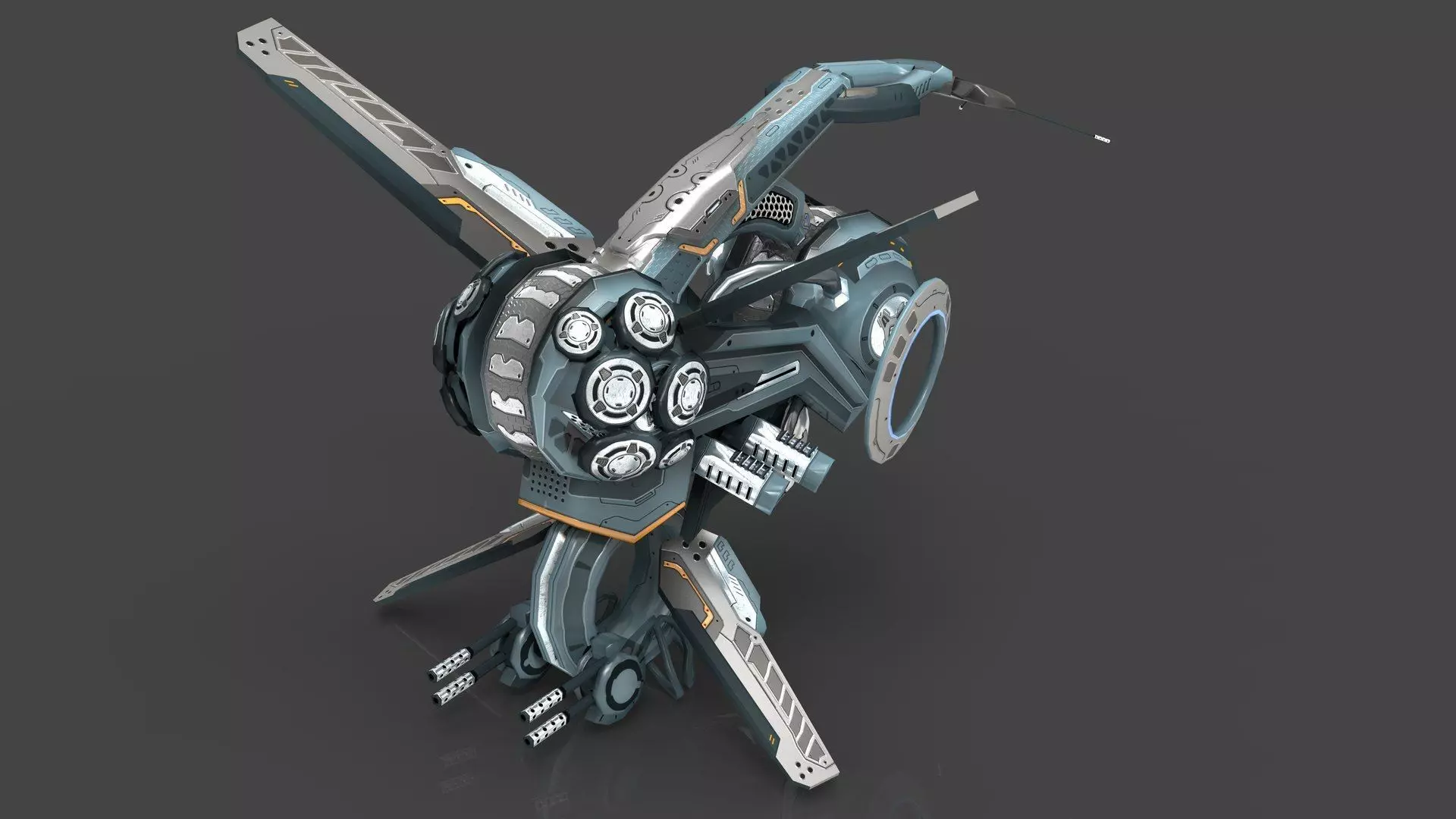 Cybertech 10 Drone pack Low-poly 3D model_91