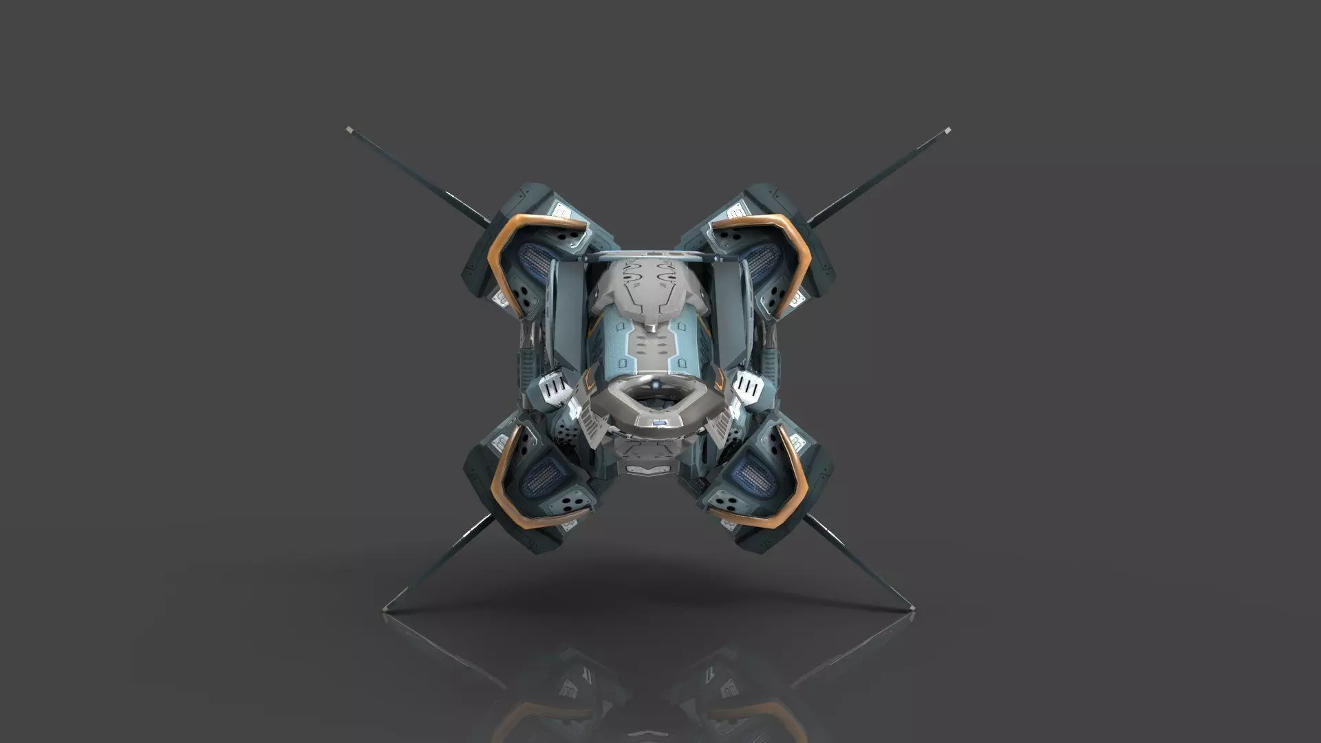 Cybertech 10 Drone pack Low-poly 3D model_57