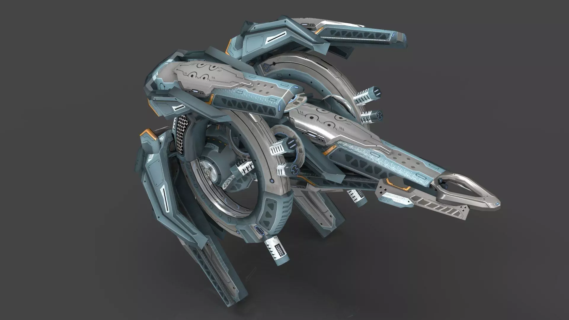 Cybertech 10 Drone pack Low-poly 3D model_45