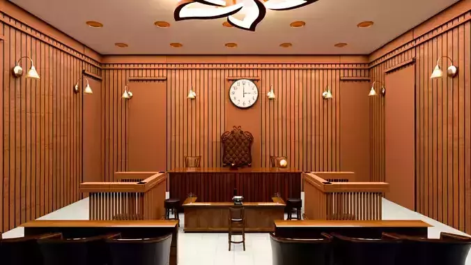 Courtroom Interior 3D model 3D model