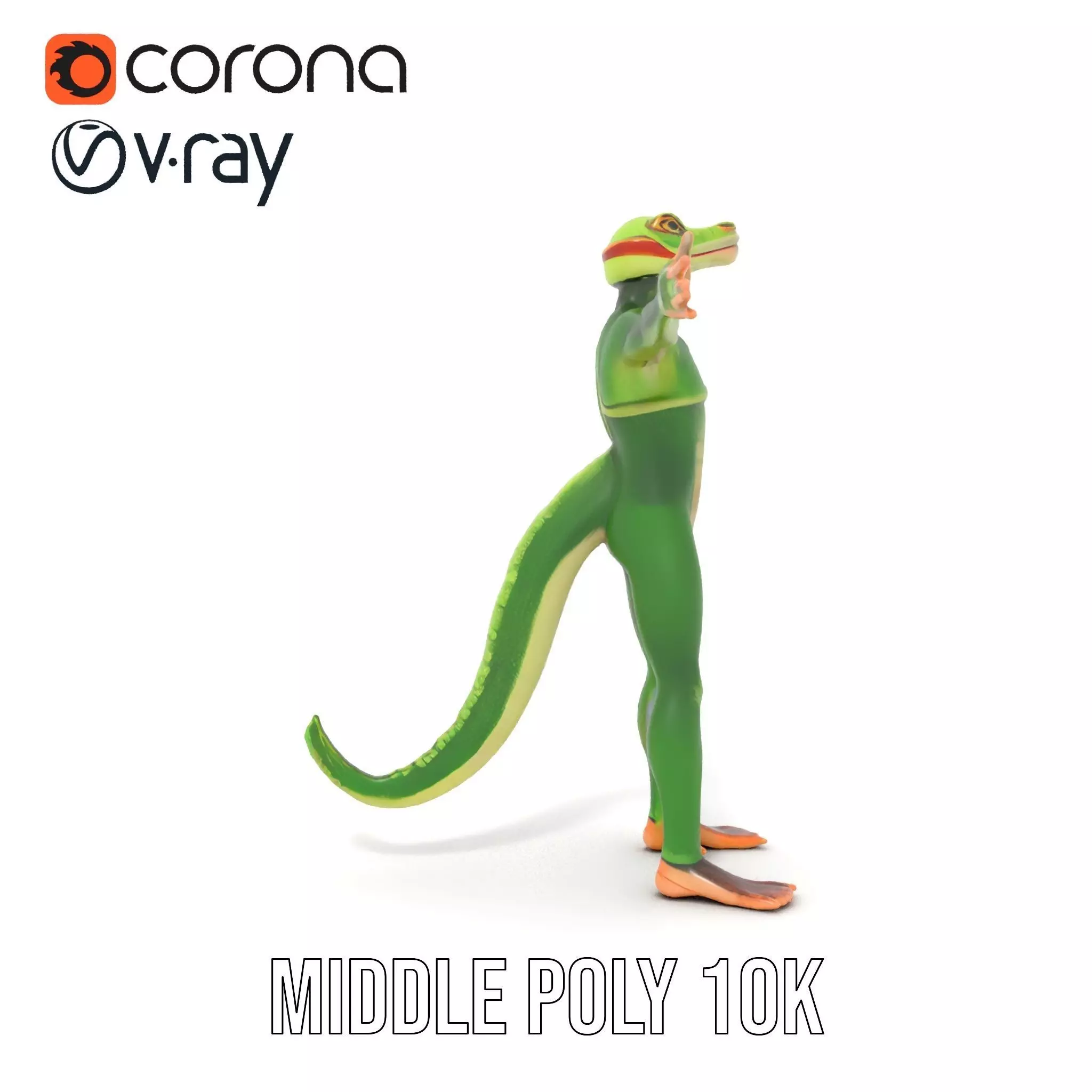 Green Humanoid Lizard model pack Low-poly 3D model_25