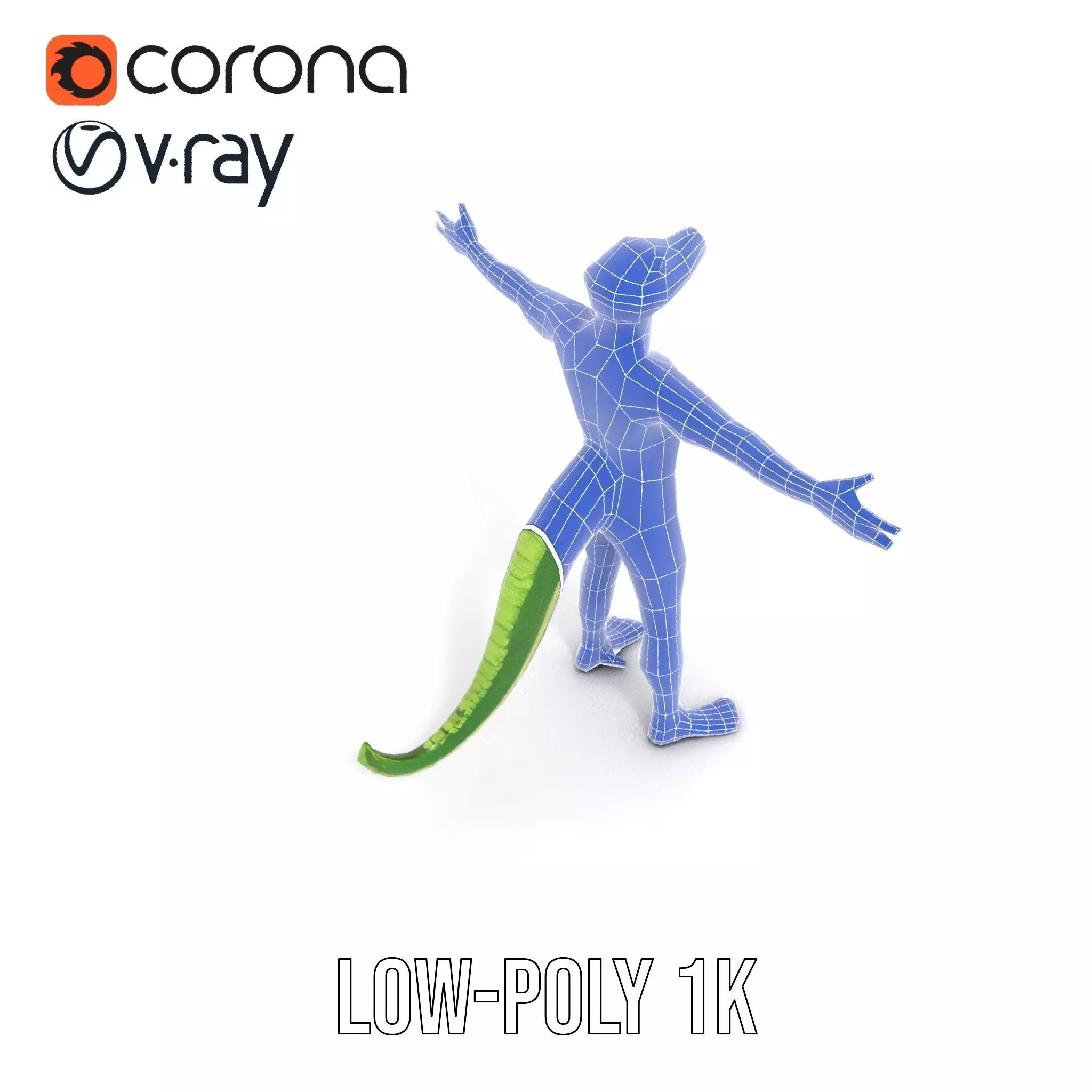 Green Humanoid Lizard model pack Low-poly 3D model_23