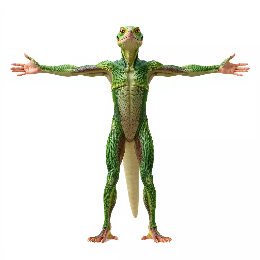 Green Humanoid Lizard model pack Low-poly 3D model_3
