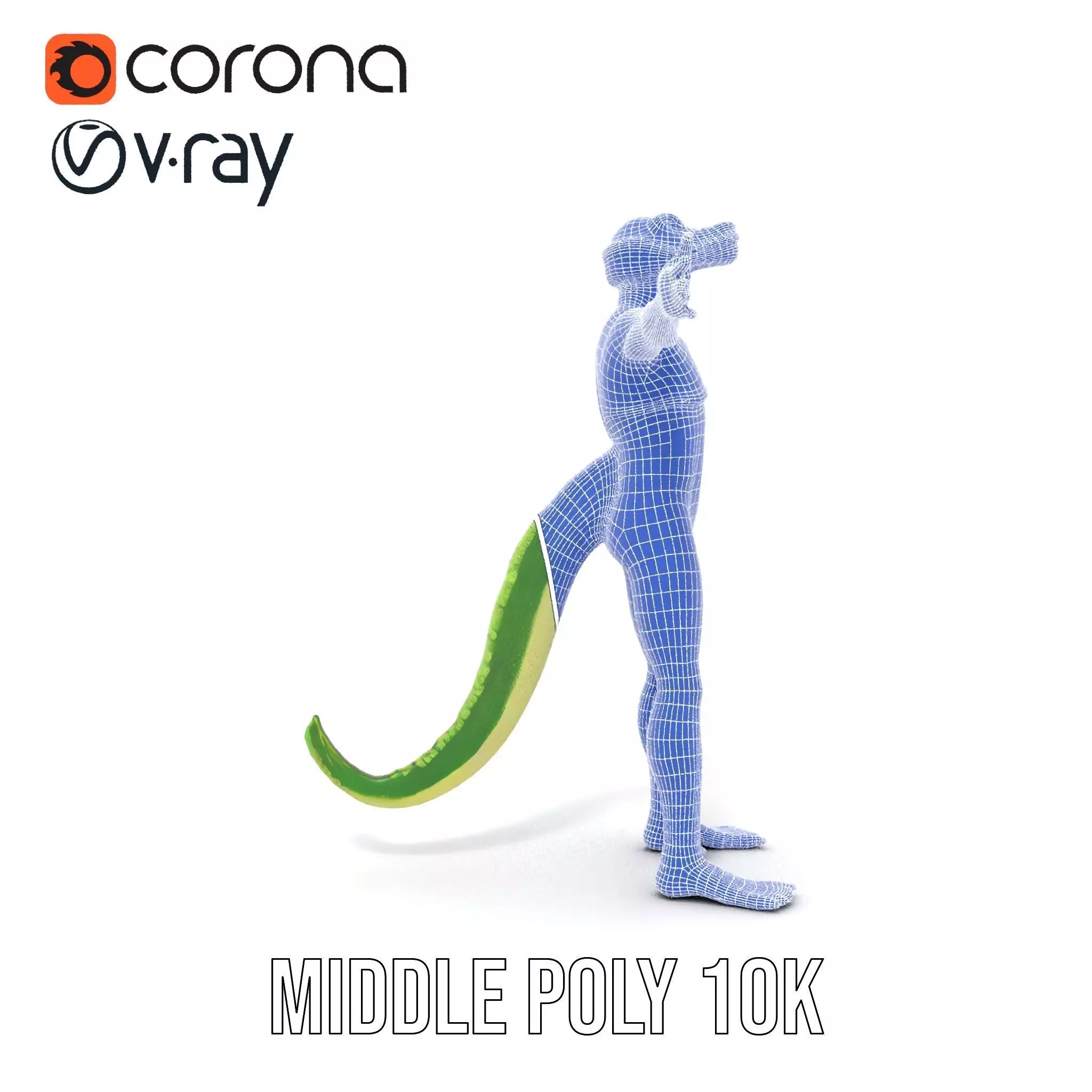 Green Humanoid Lizard model pack Low-poly 3D model_19