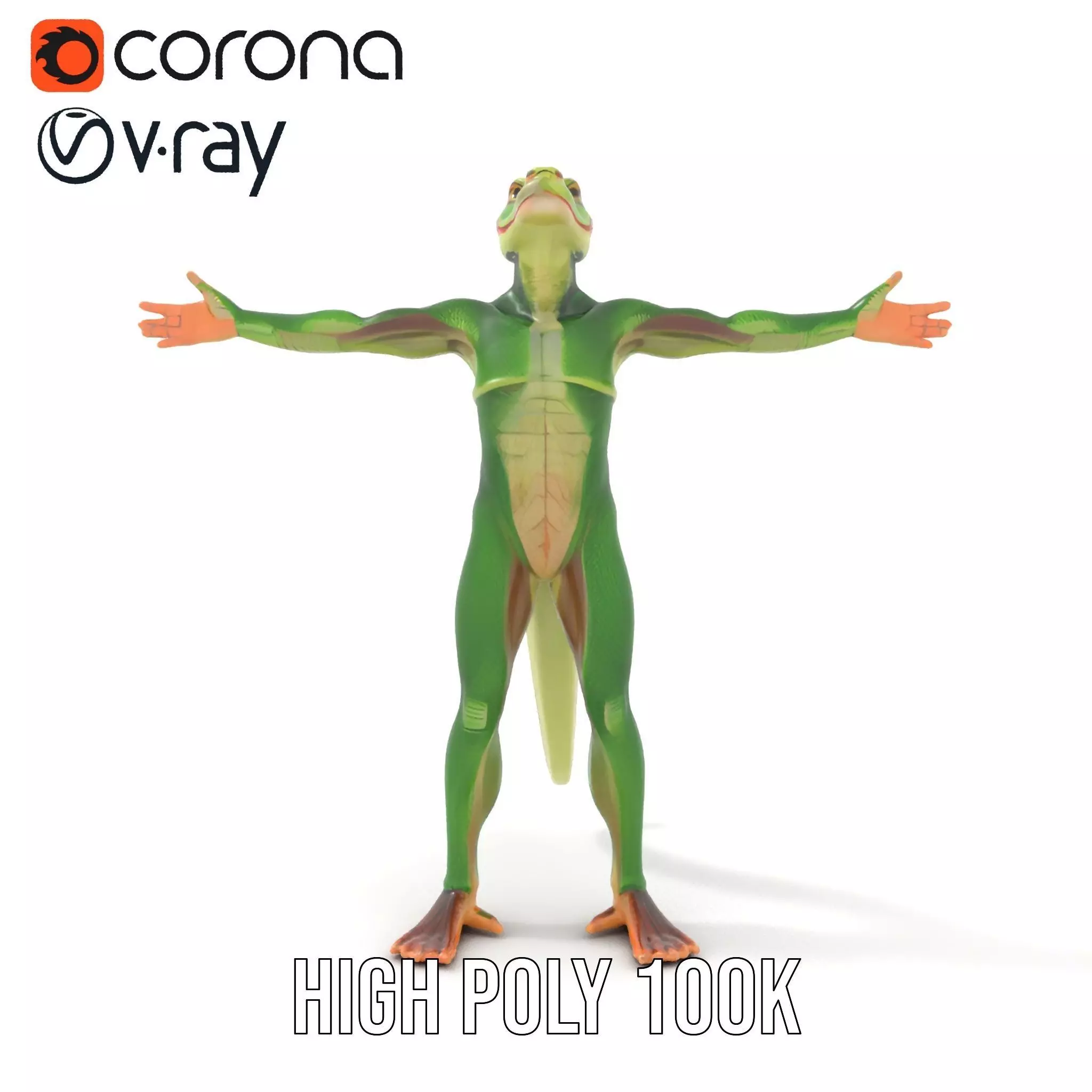 Green Humanoid Lizard model pack Low-poly 3D model_18