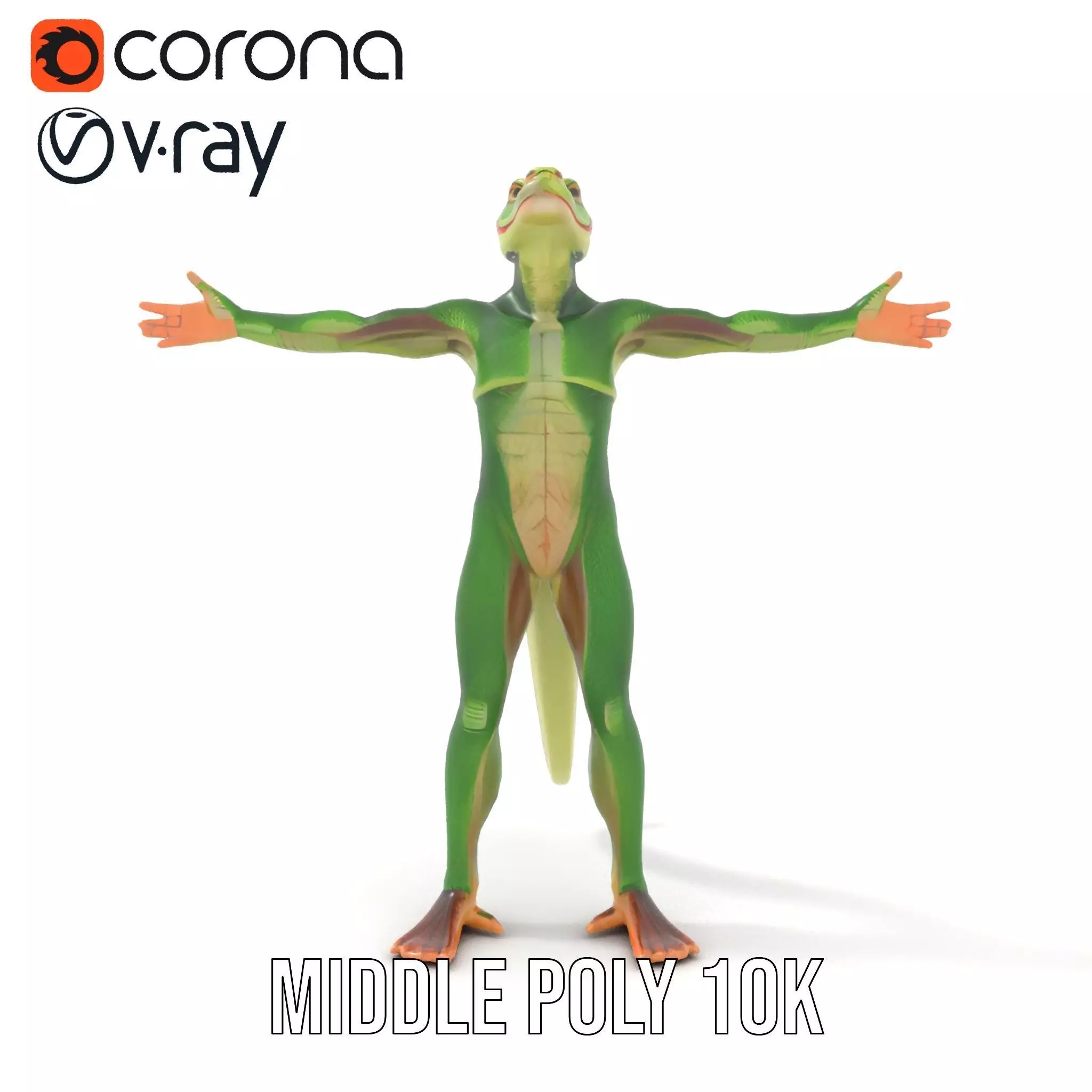 Green Humanoid Lizard model pack Low-poly 3D model_11