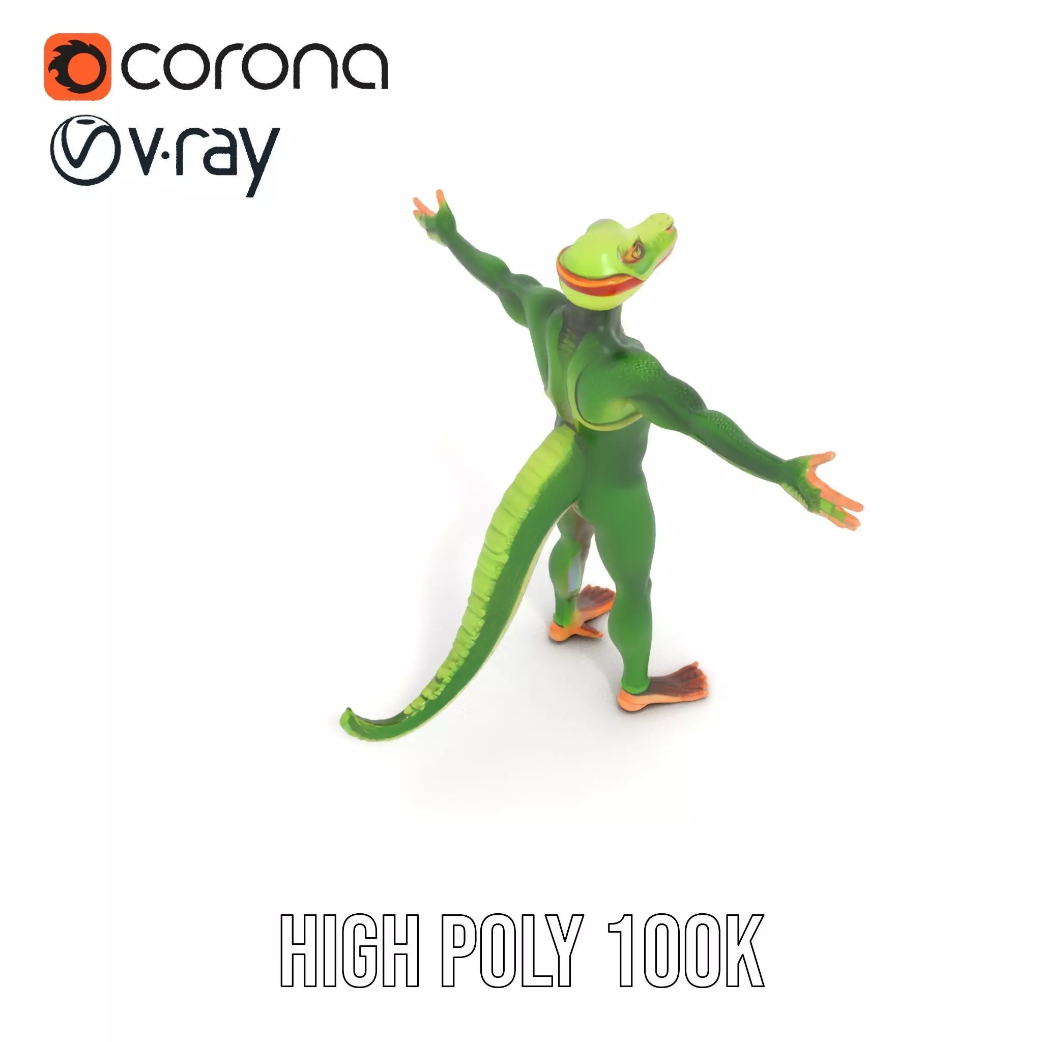 Green Humanoid Lizard model pack Low-poly 3D model_13