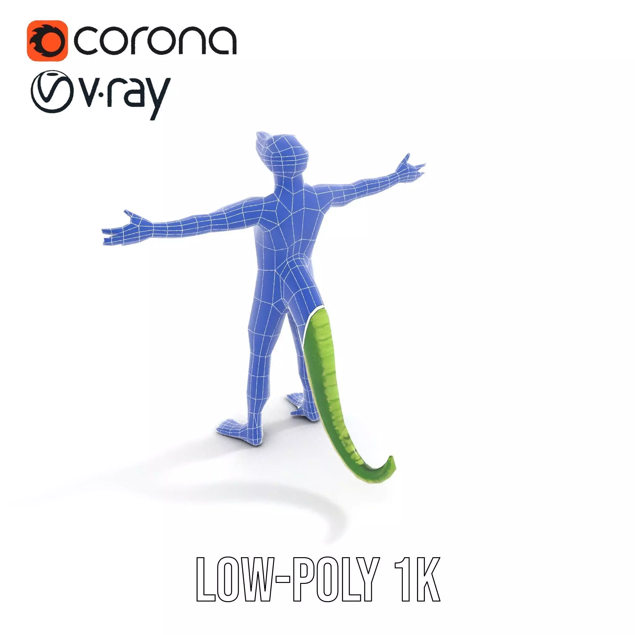 Green Humanoid Lizard model pack Low-poly 3D model_26