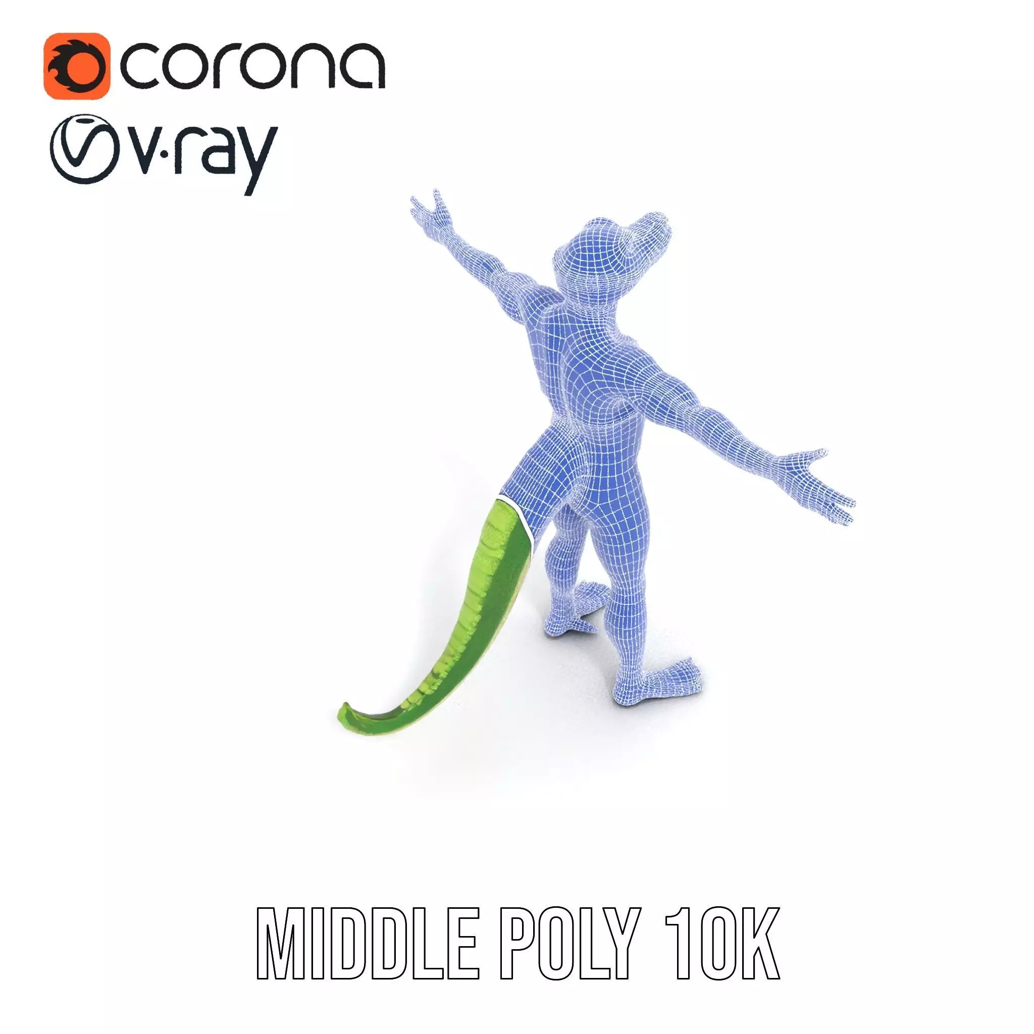 Green Humanoid Lizard model pack Low-poly 3D model_30