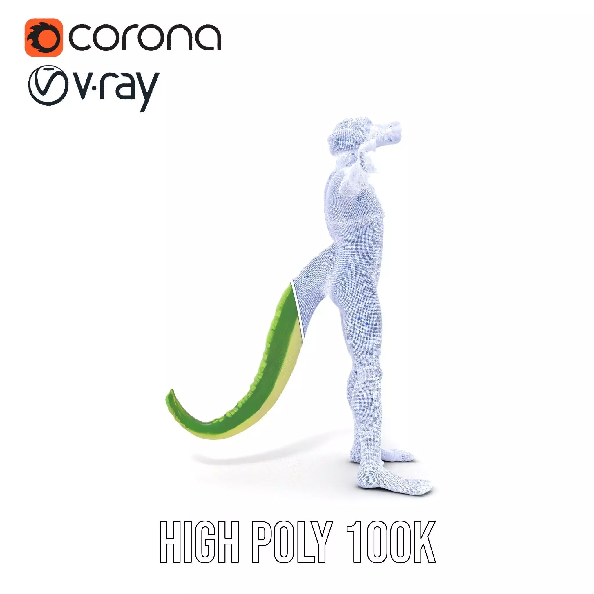 Green Humanoid Lizard model pack Low-poly 3D model_34