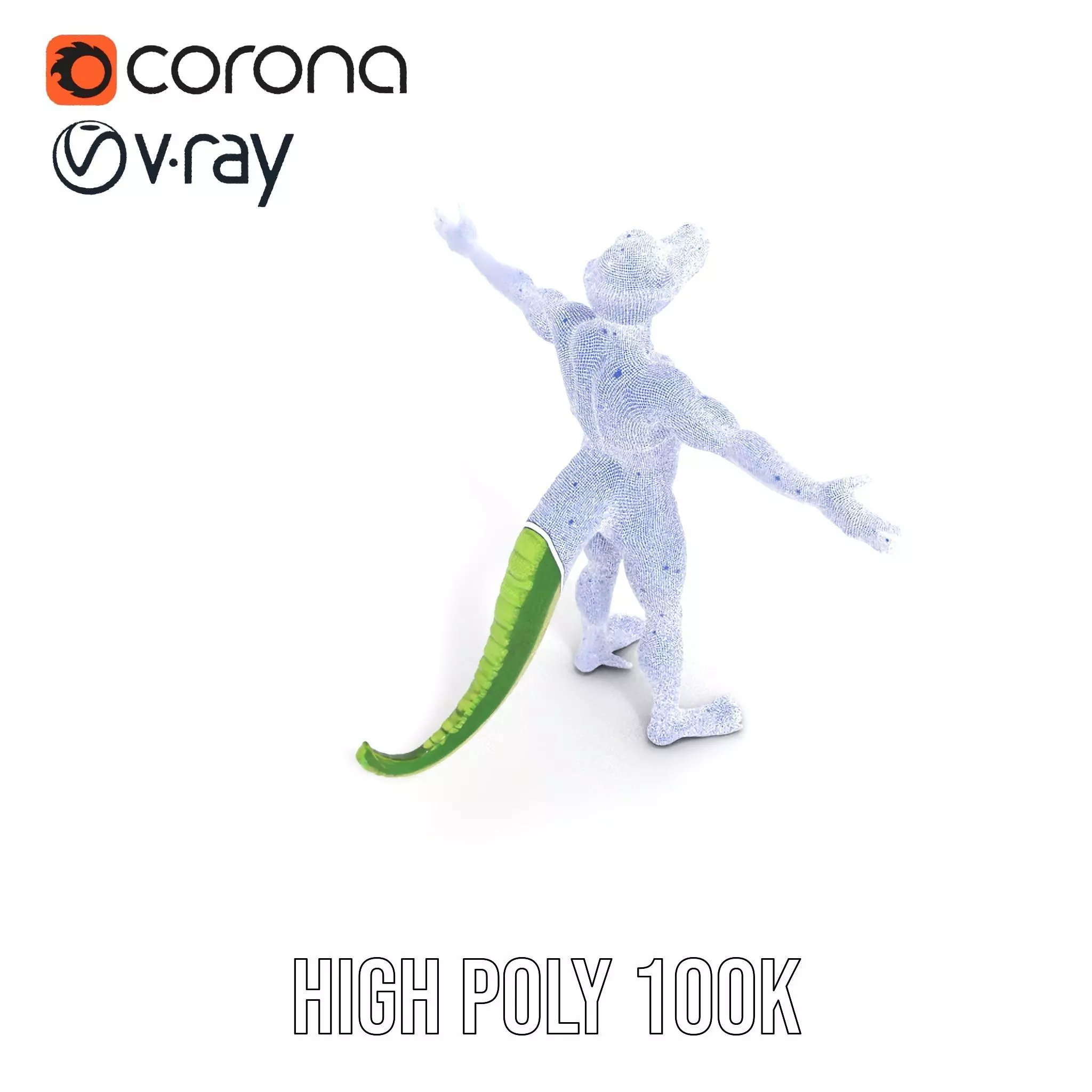 Green Humanoid Lizard model pack Low-poly 3D model_33