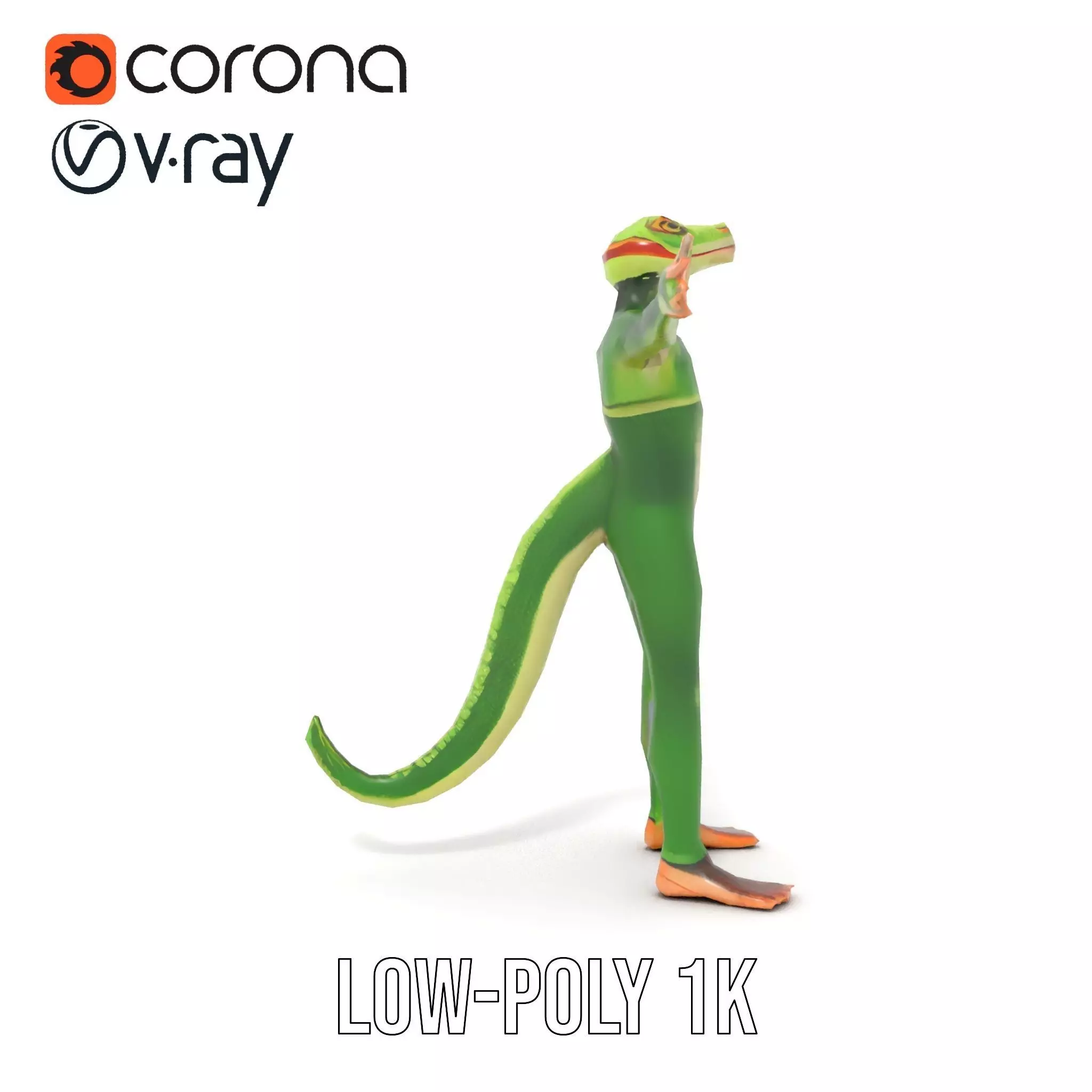 Green Humanoid Lizard model pack Low-poly 3D model_15