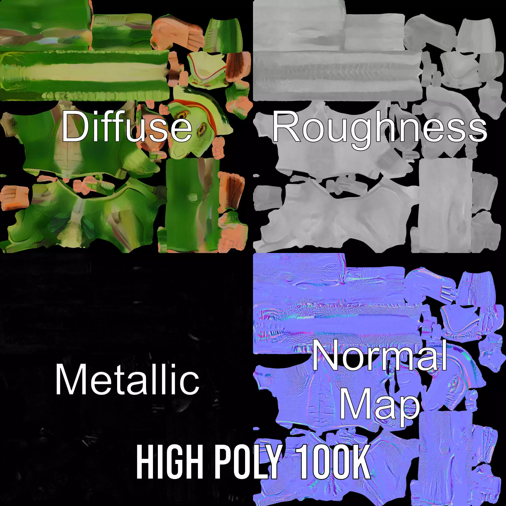 Green Humanoid Lizard model pack Low-poly 3D model_4