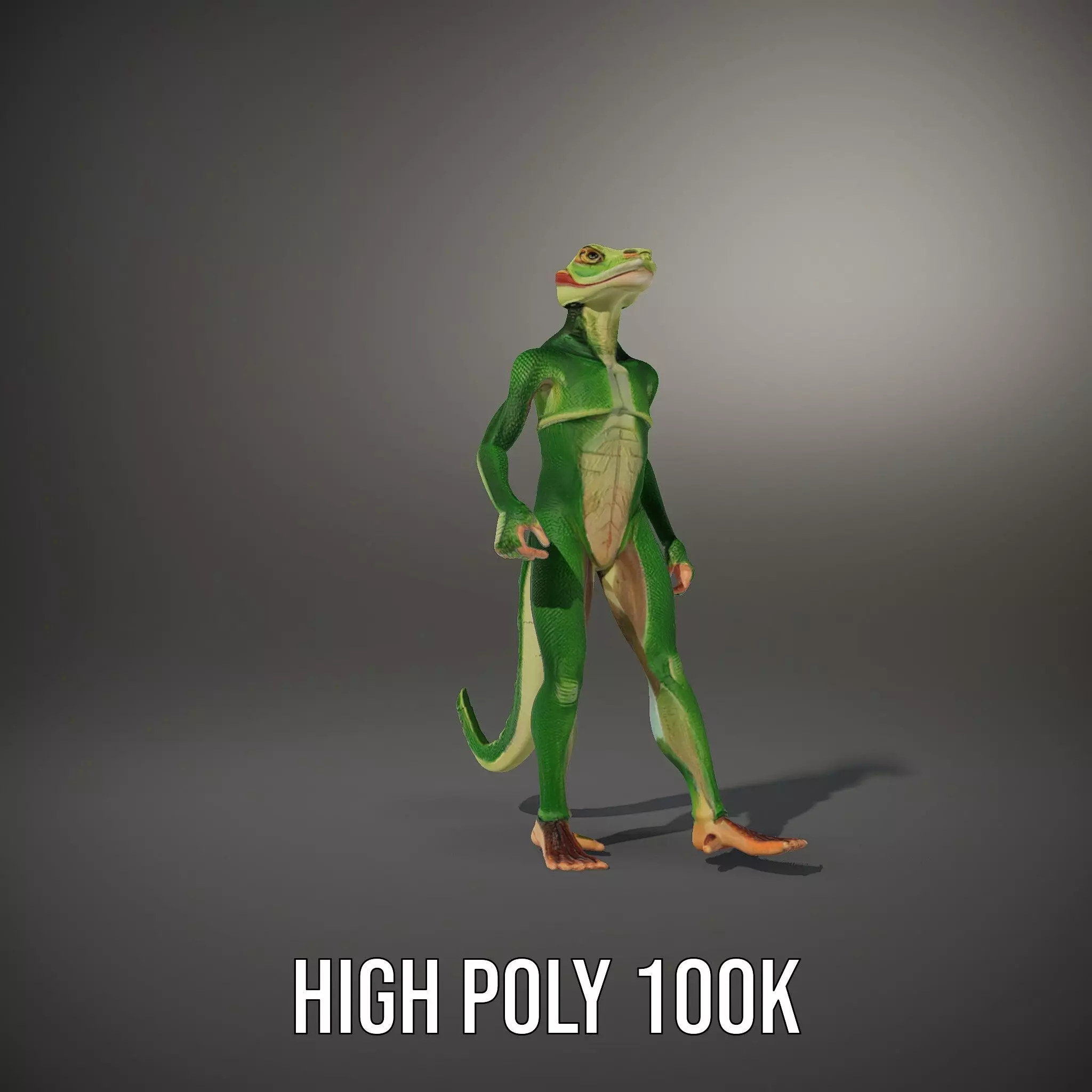 Green Humanoid Lizard model pack Low-poly 3D model_27