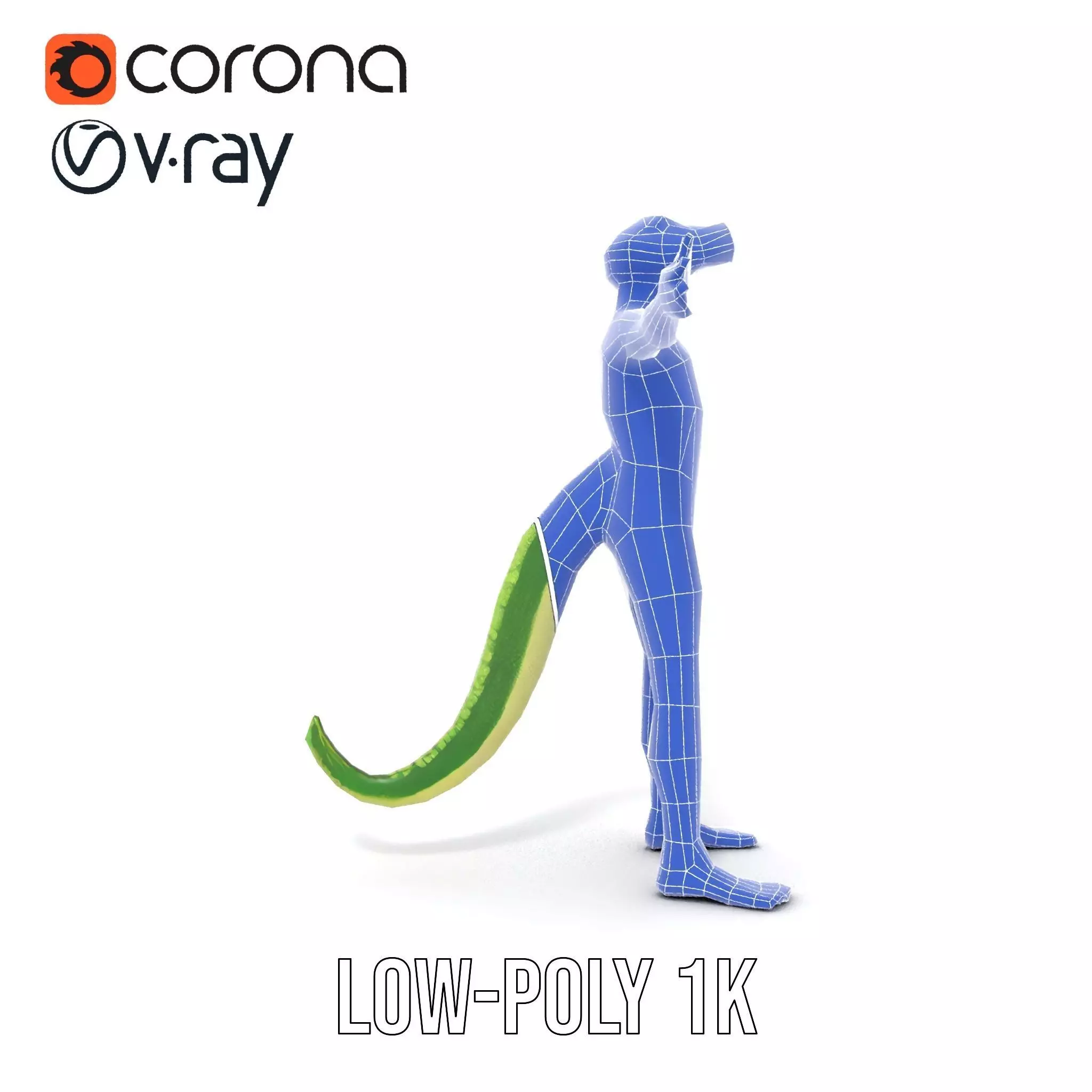 Green Humanoid Lizard model pack Low-poly 3D model_29