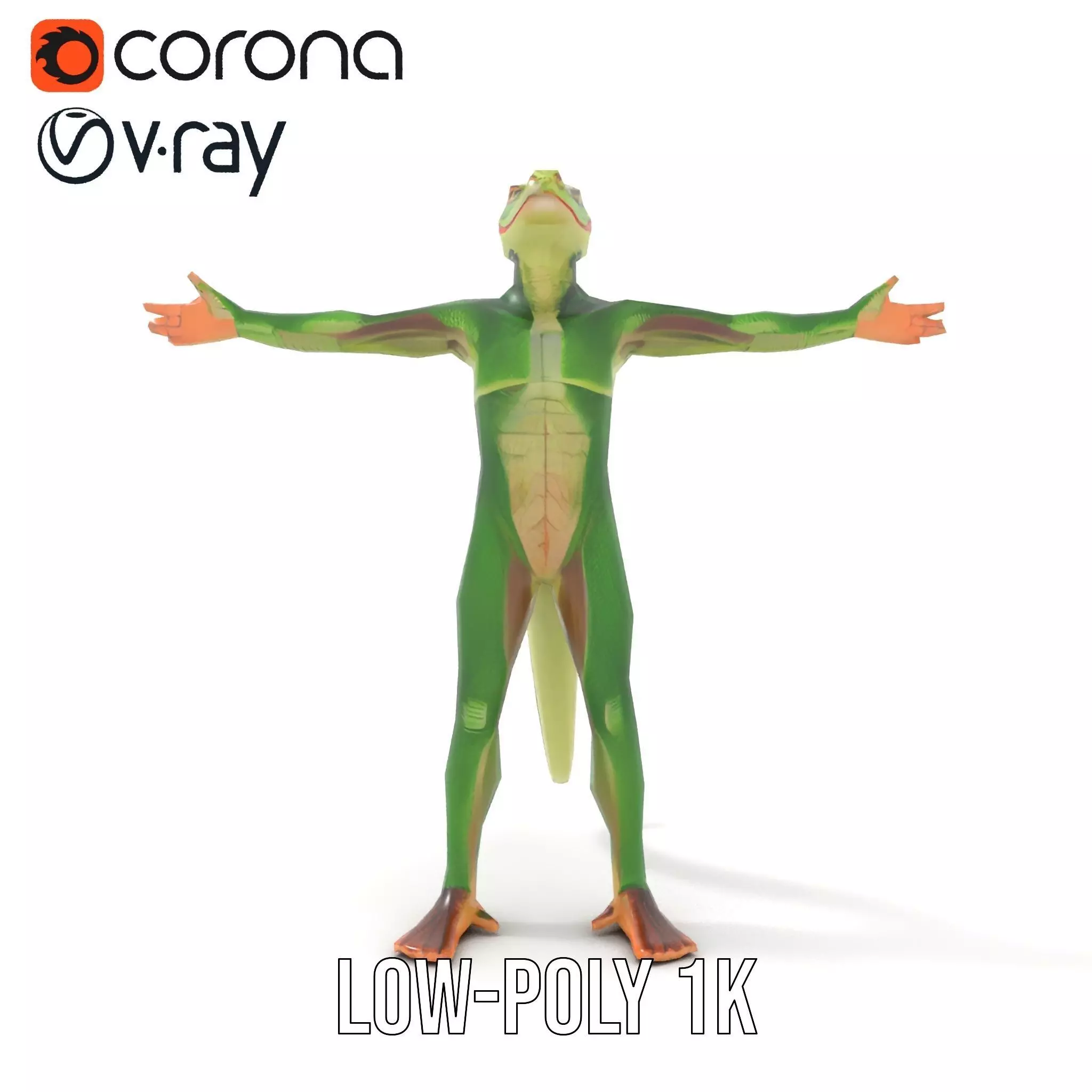 Green Humanoid Lizard model pack Low-poly 3D model_9