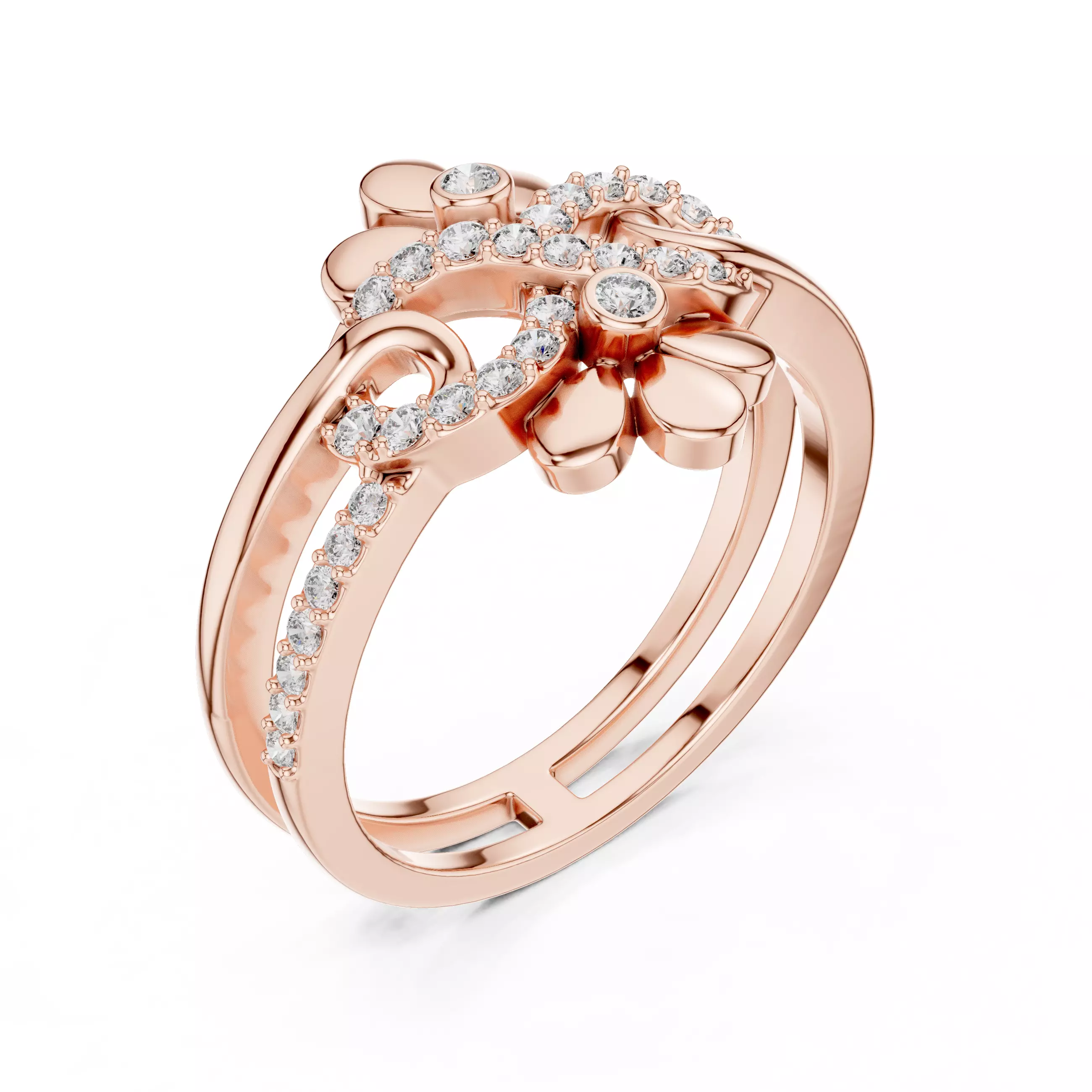 Infinity Symbol Flower Engagement Wedding Ring 3DM STL Video 3D print model_4