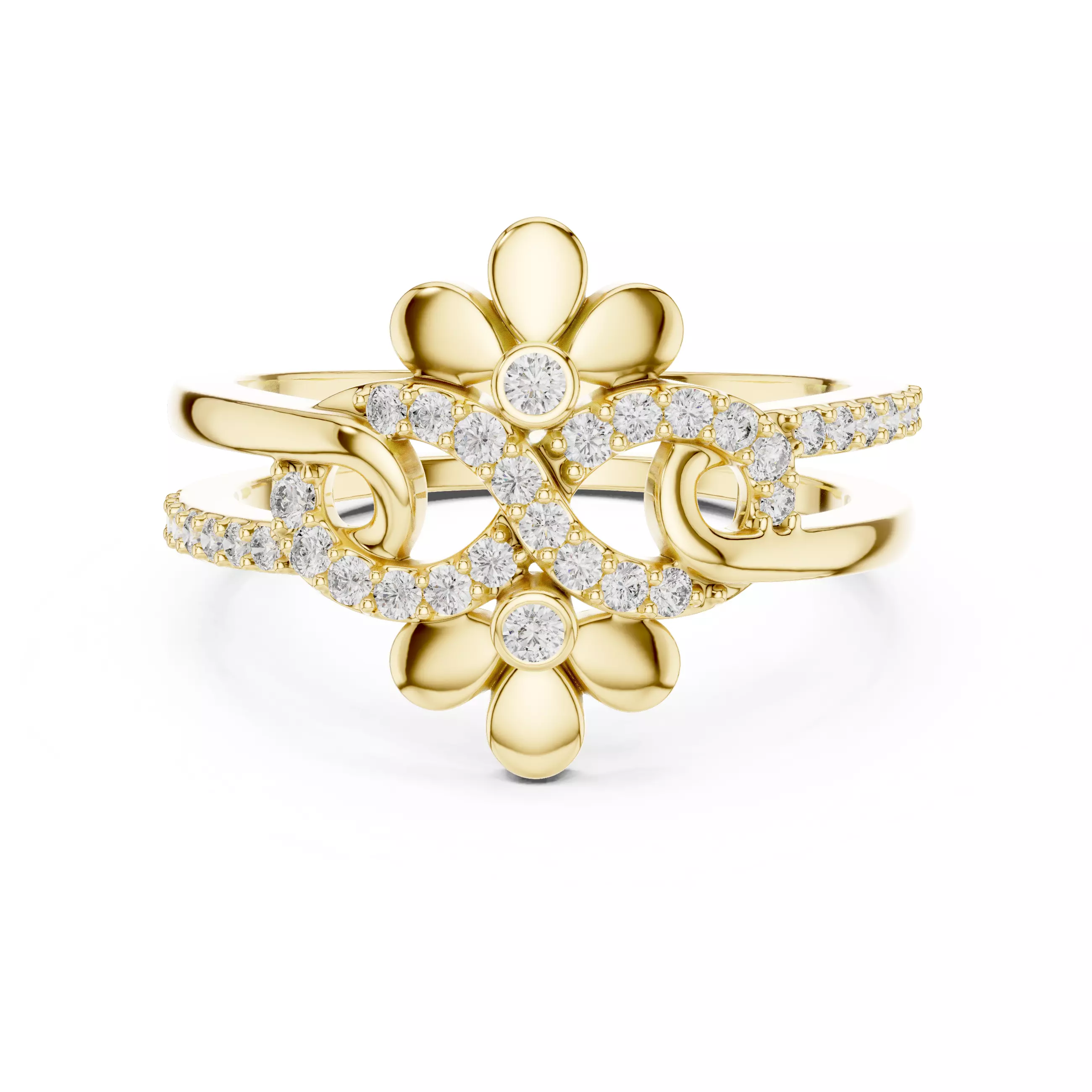 Infinity Symbol Flower Engagement Wedding Ring 3DM STL Video 3D print model_1