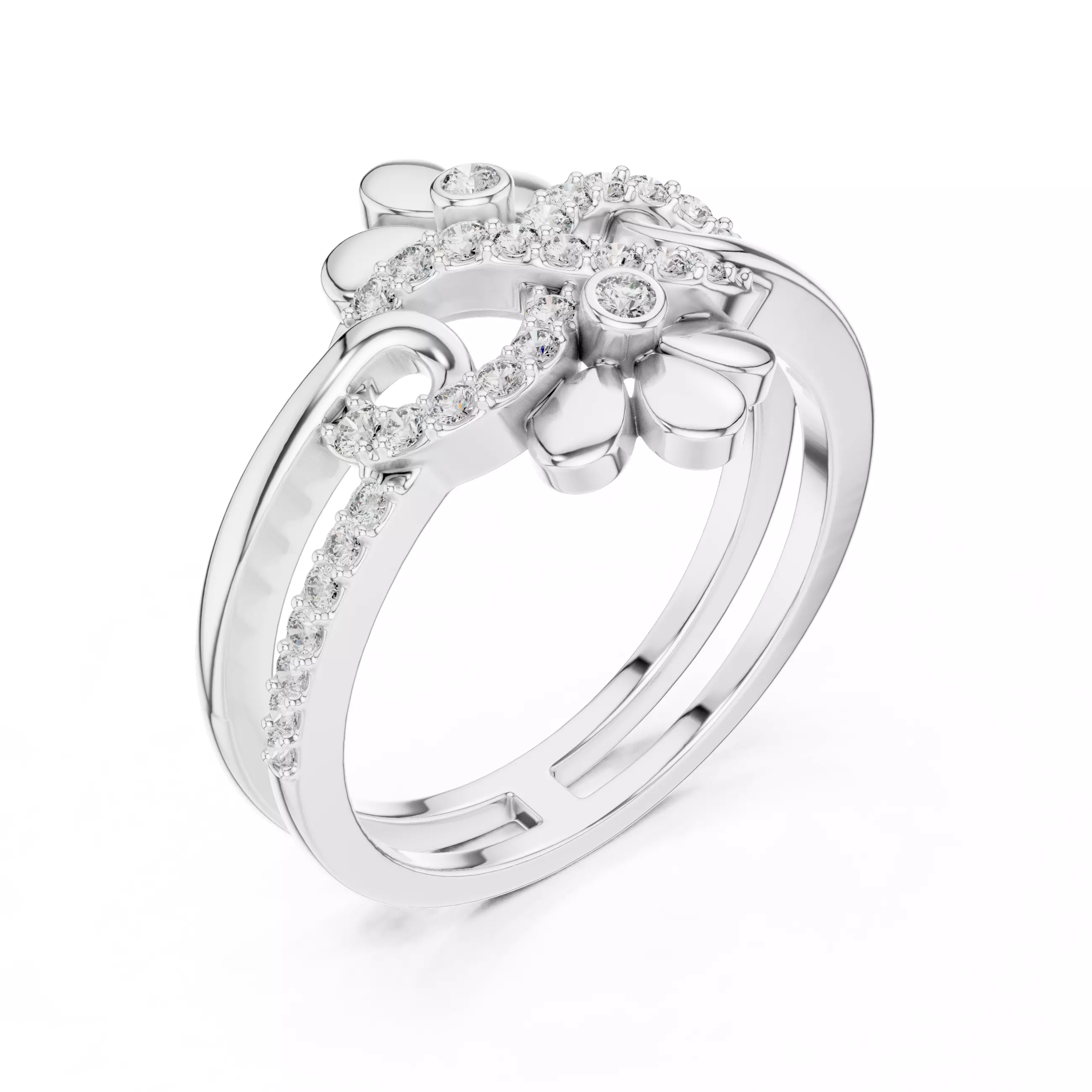 Infinity Symbol Flower Engagement Wedding Ring 3DM STL Video 3D print model_10