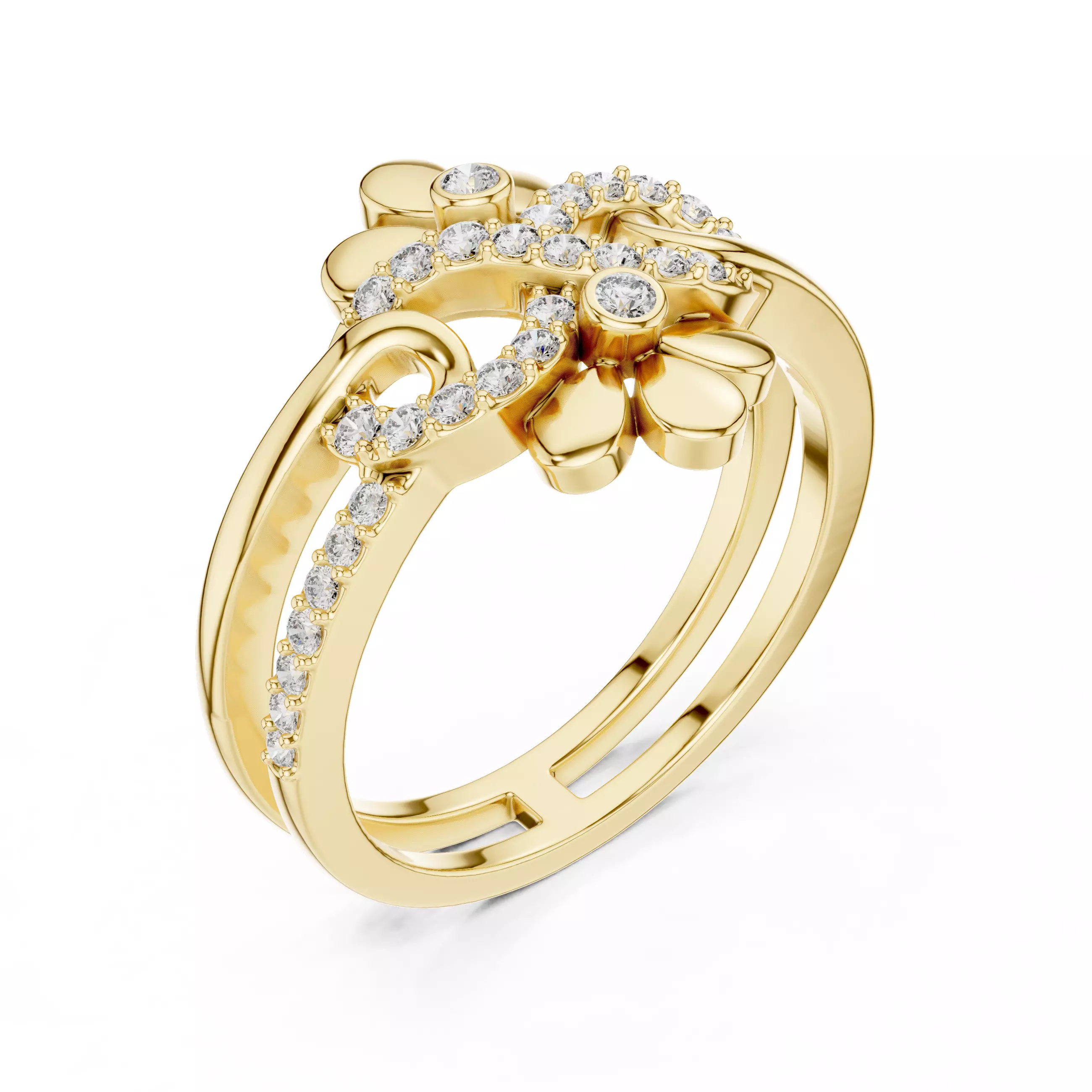 Infinity Symbol Flower Engagement Wedding Ring 3DM STL Video 3D print model_7