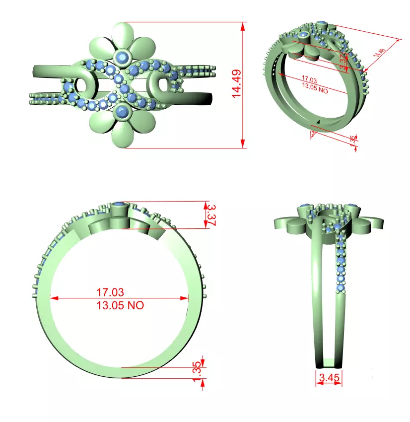 Infinity Symbol Flower Engagement Wedding Ring 3DM STL Video 3D print model_12