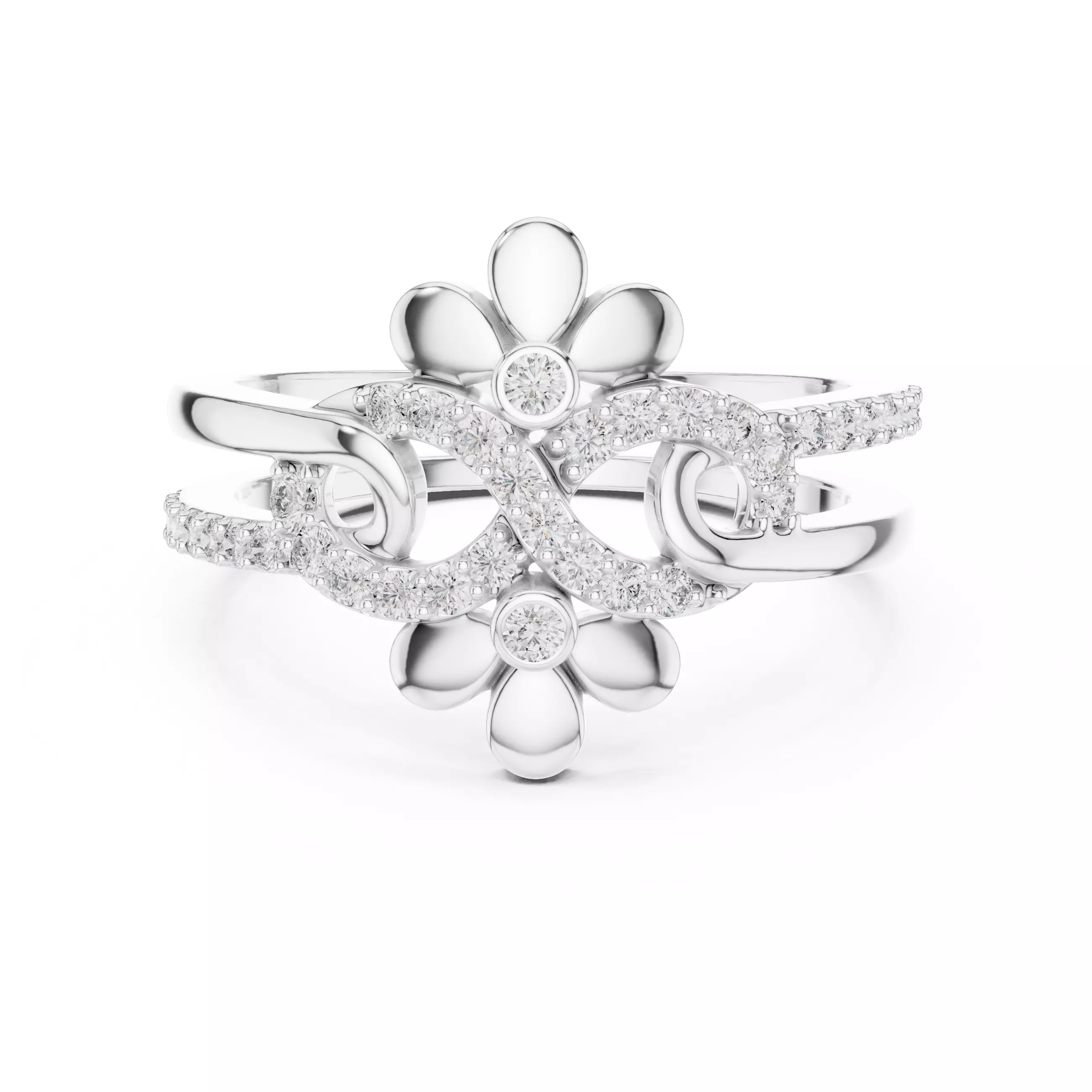Infinity Symbol Flower Engagement Wedding Ring 3DM STL Video 3D print model_2