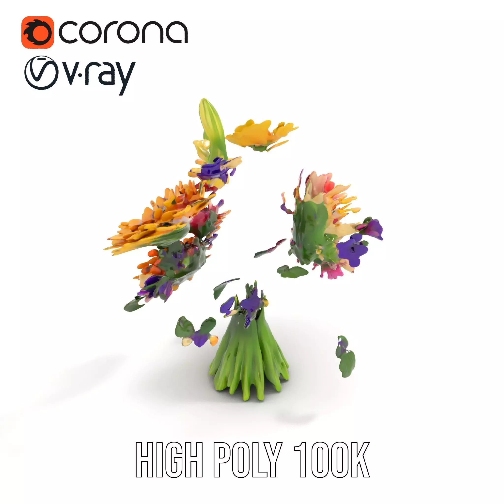 Vibrant Flower Bouquet model pack Low-poly 3D model_26