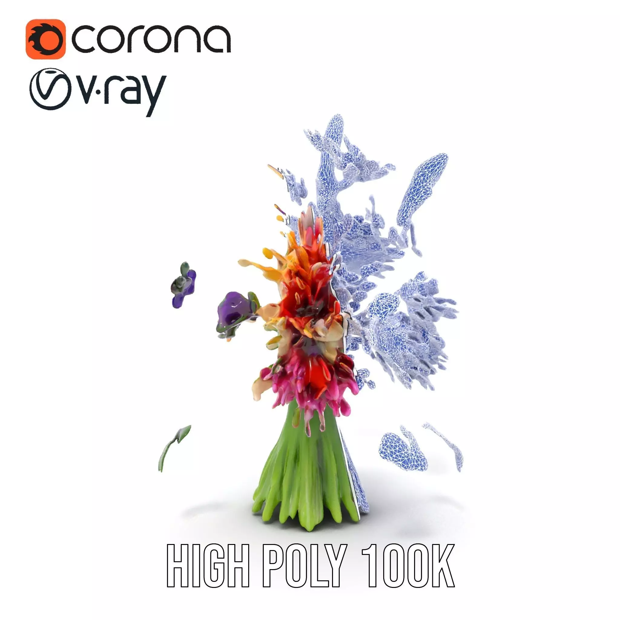Vibrant Flower Bouquet model pack Low-poly 3D model_35