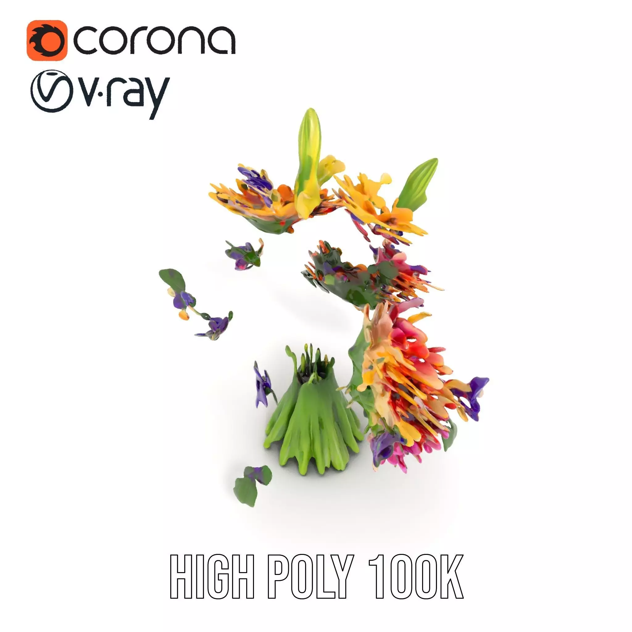 Vibrant Flower Bouquet model pack Low-poly 3D model_23