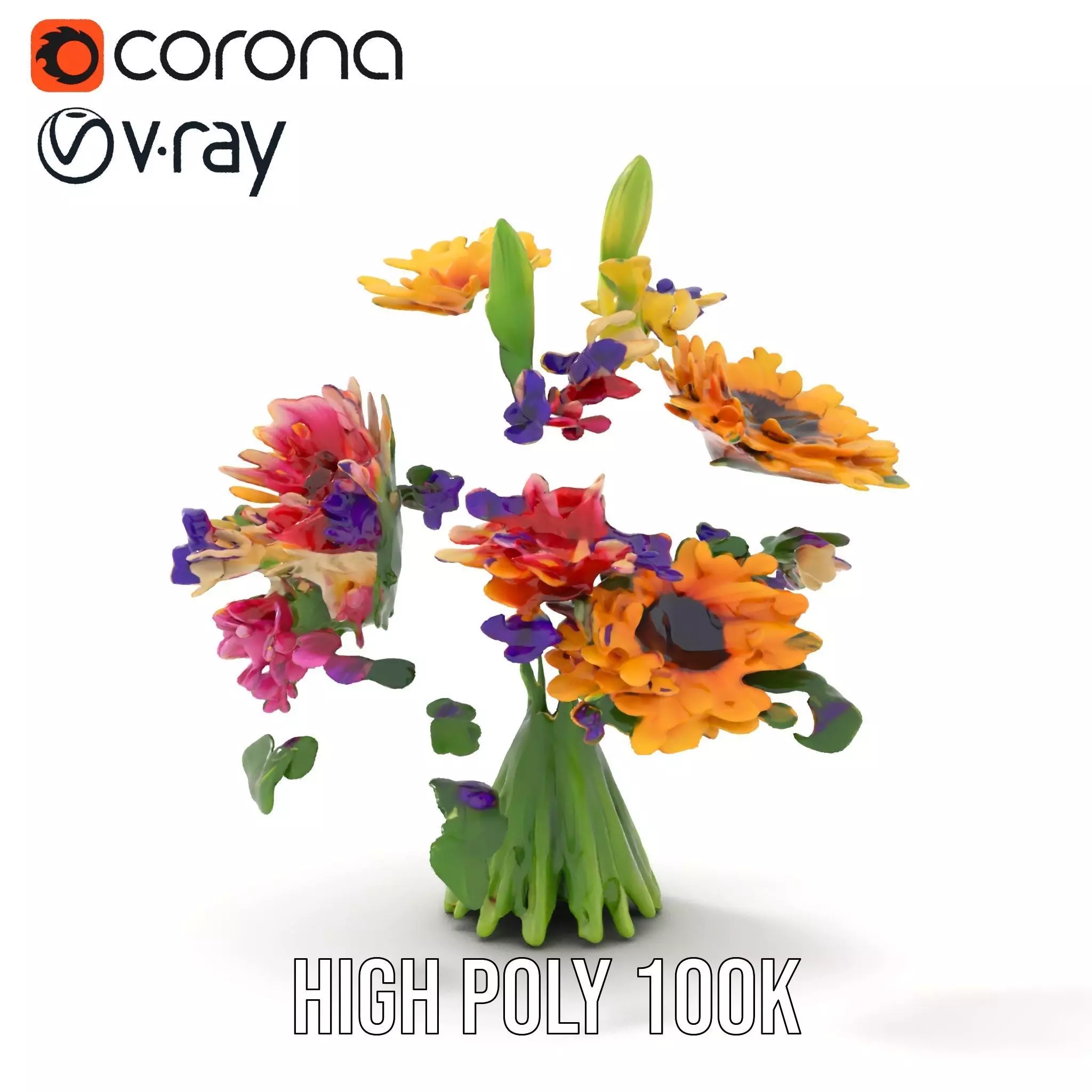 Vibrant Flower Bouquet model pack Low-poly 3D model_14