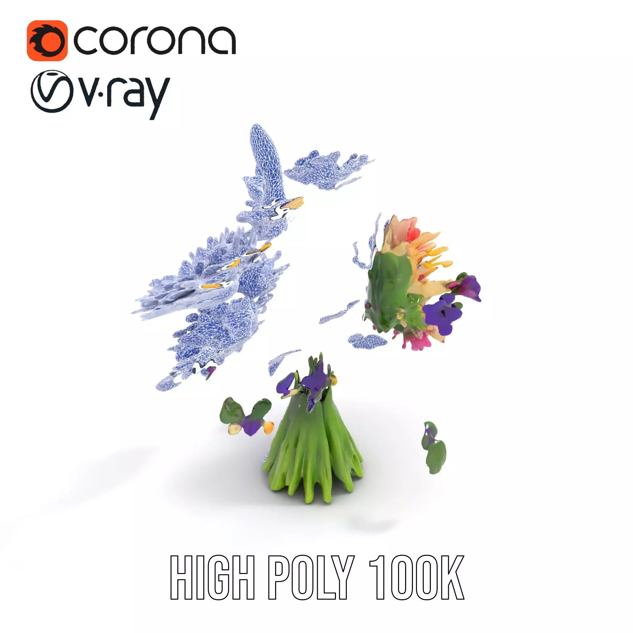 Vibrant Flower Bouquet model pack Low-poly 3D model_20