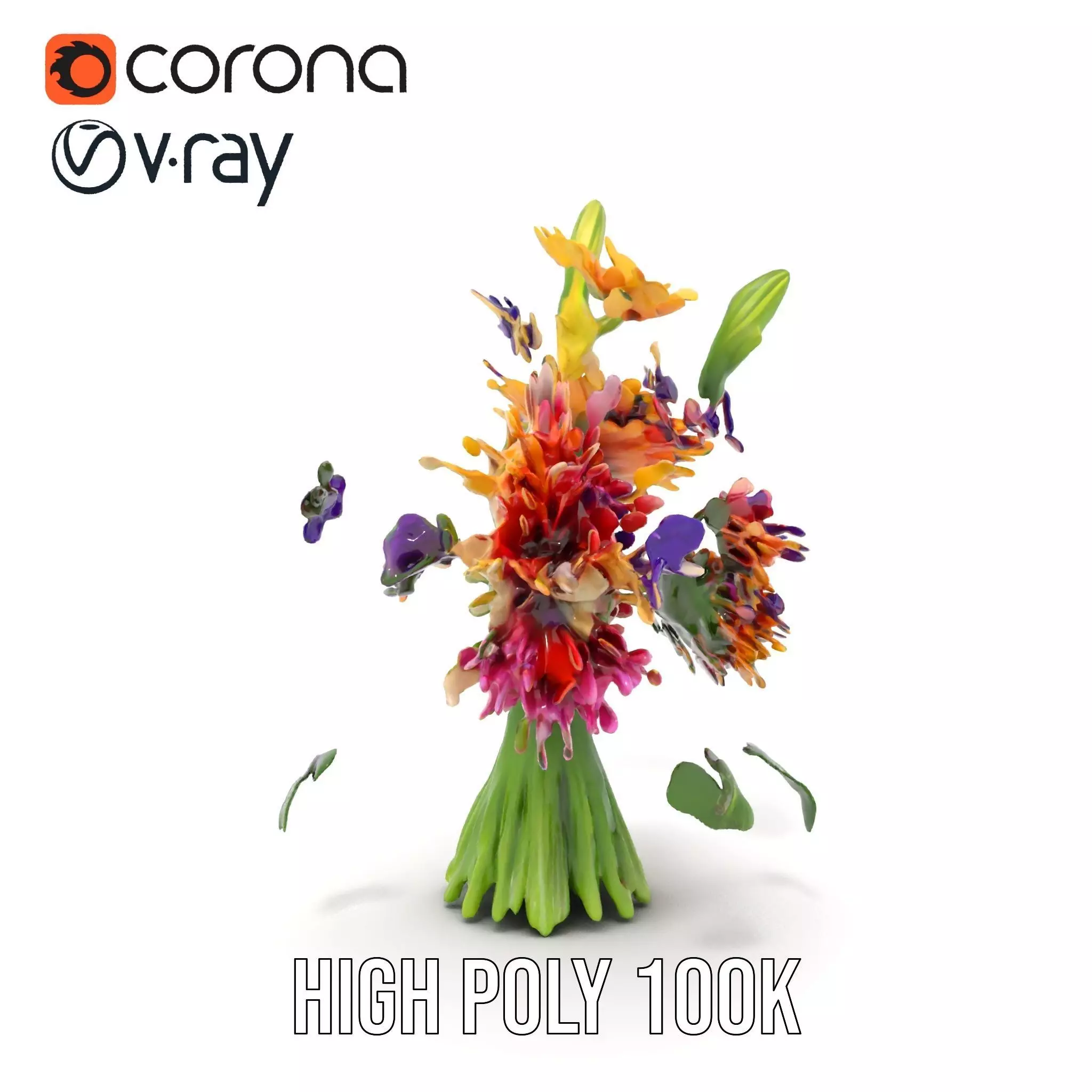 Vibrant Flower Bouquet model pack Low-poly 3D model_33