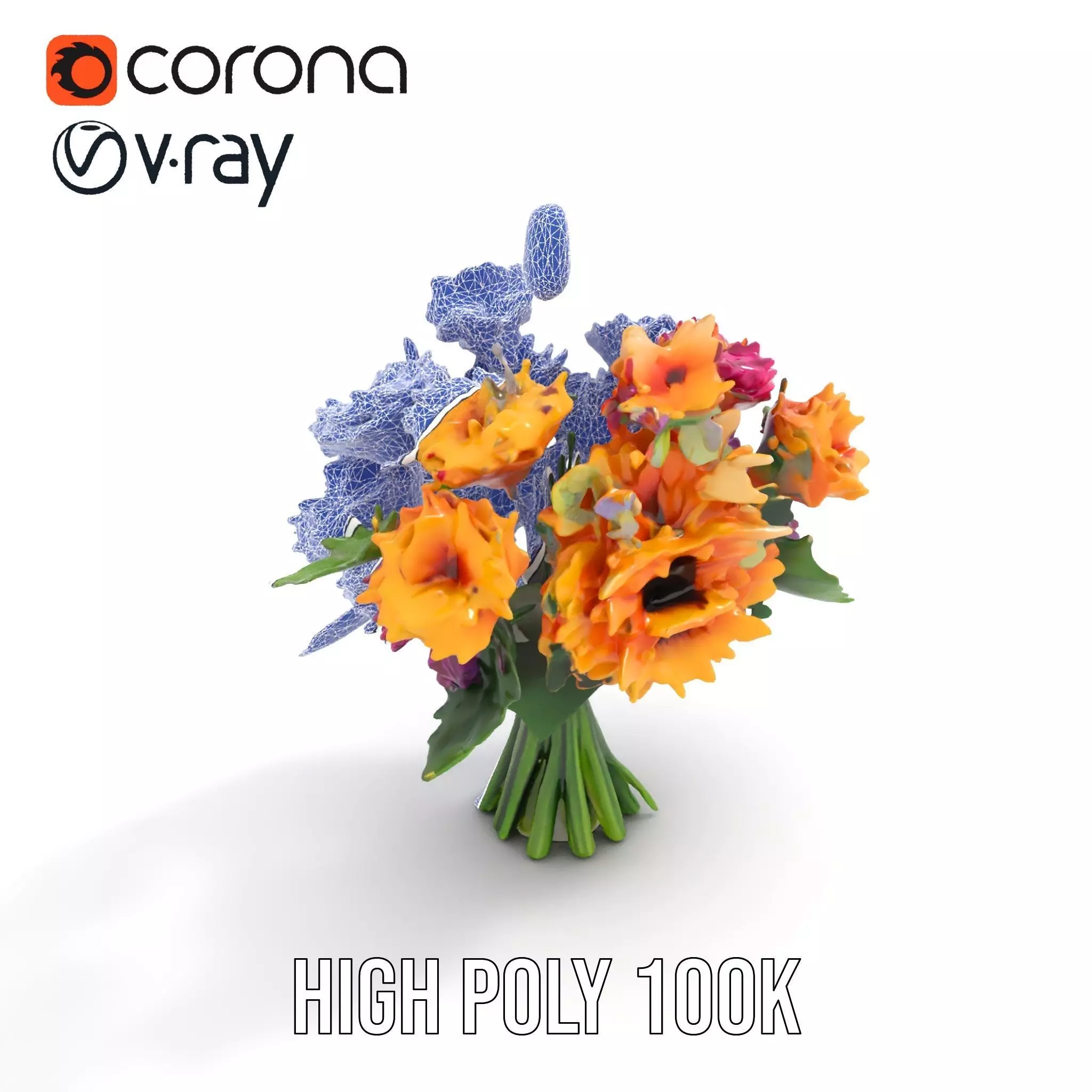 Vibrant Flower Bouquet model pack Low-poly 3D model_16