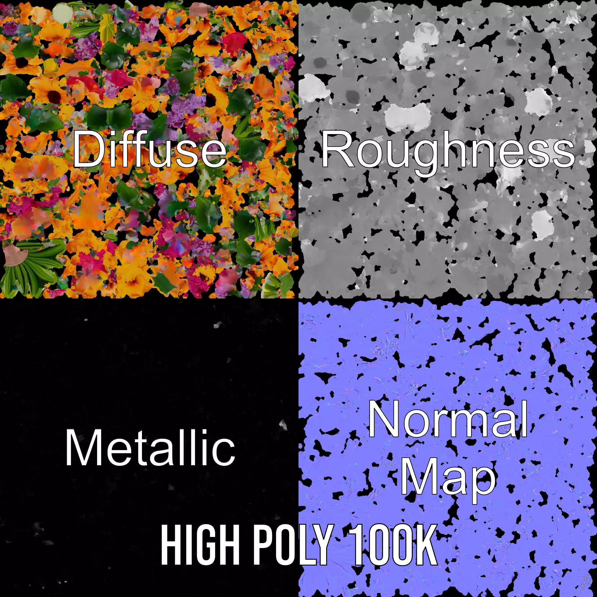 Vibrant Flower Bouquet model pack Low-poly 3D model_4