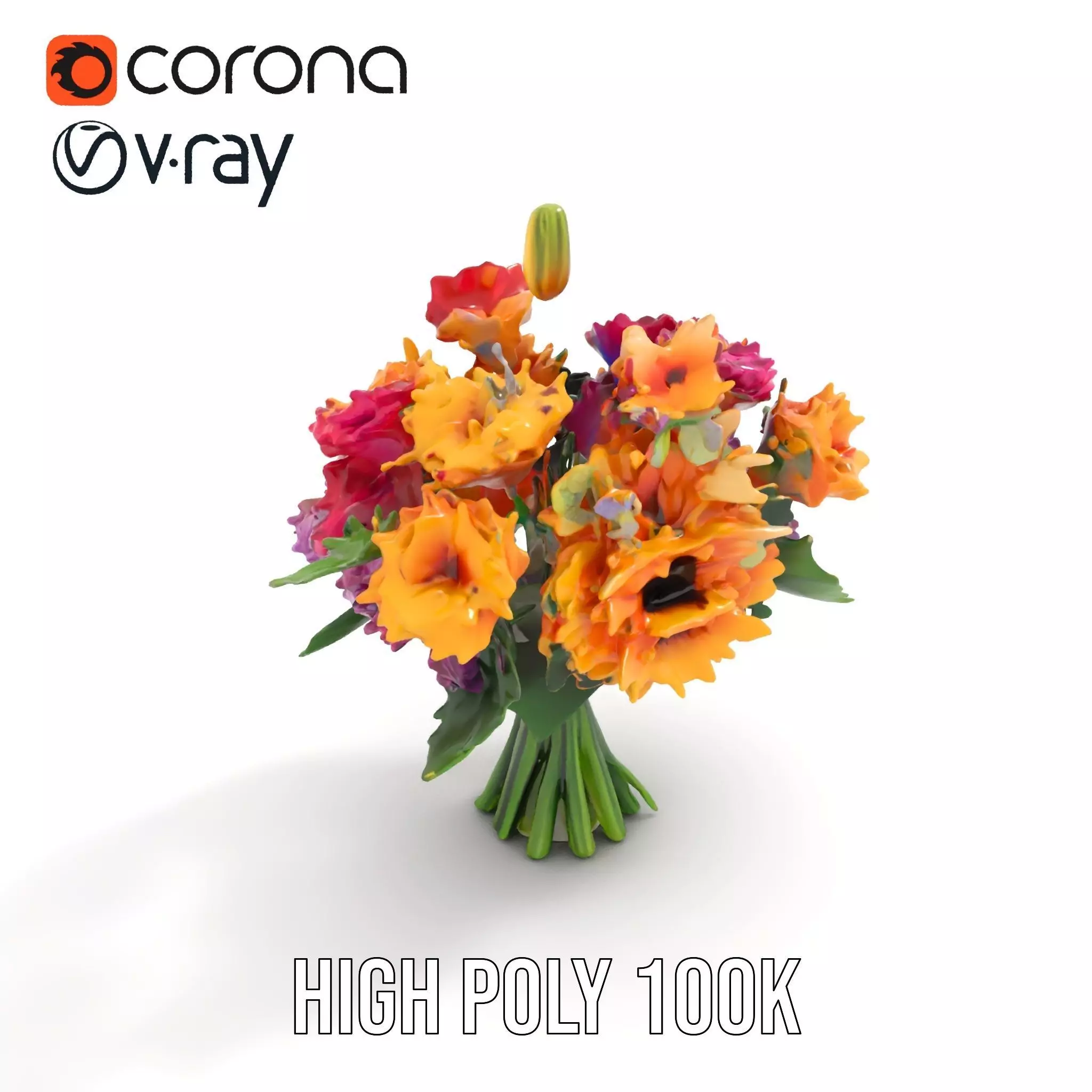 Vibrant Flower Bouquet model pack Low-poly 3D model_8